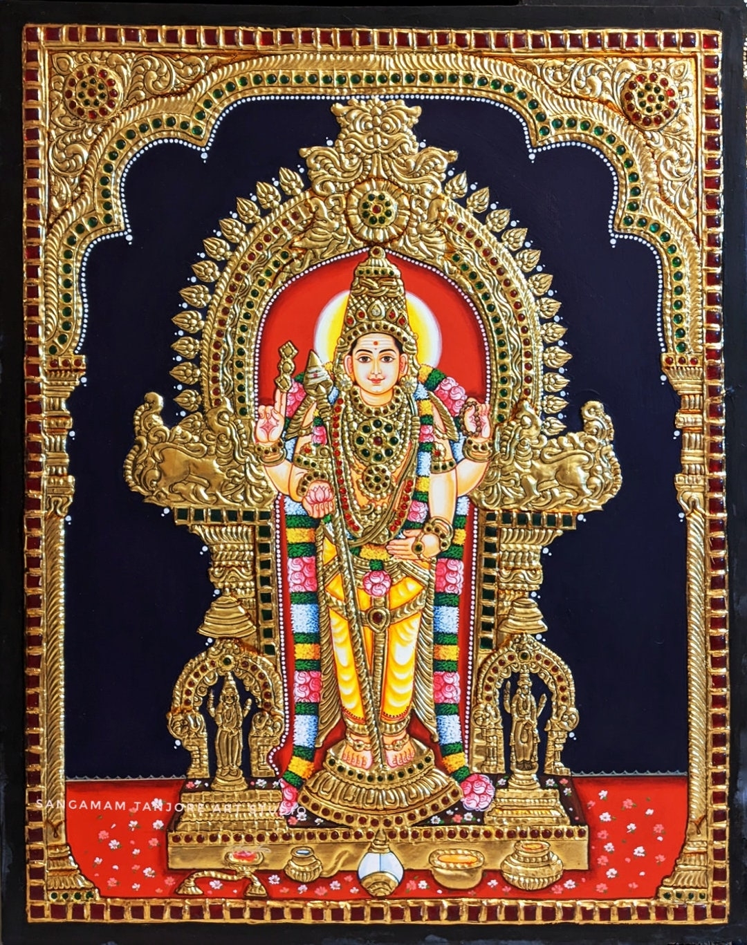 1080x1370 Pure Gold Thiruchendur Murugan 24x20 Tanjore Painting With, Phone