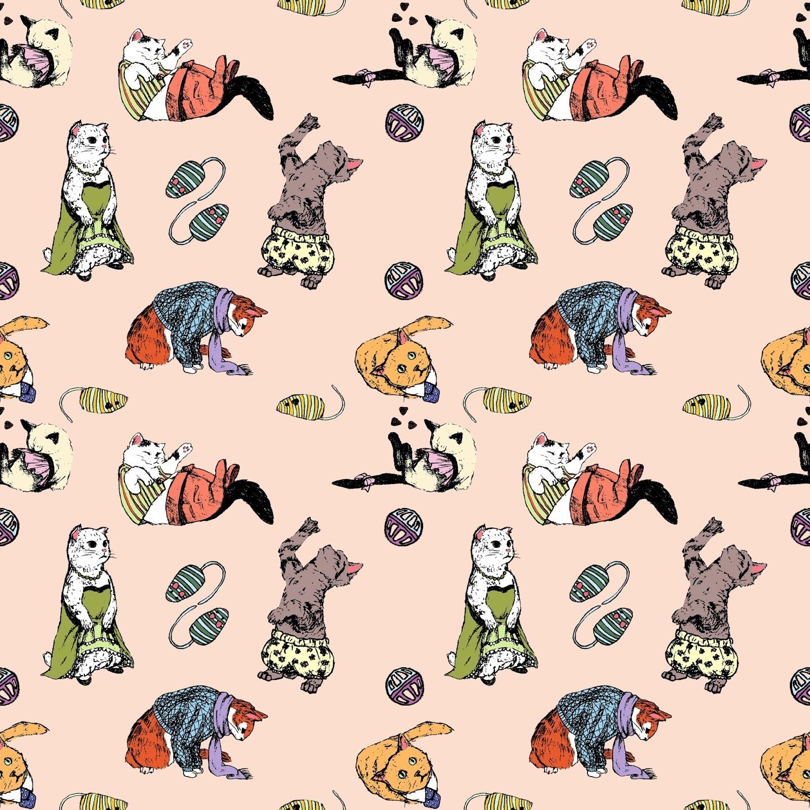 1600x1600 Free download Tumblr Cat Pattern Now i love drawing cats, Phone