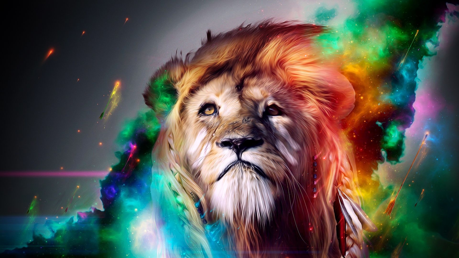 1920x1080 Colorful Lion Wallpaper, Desktop