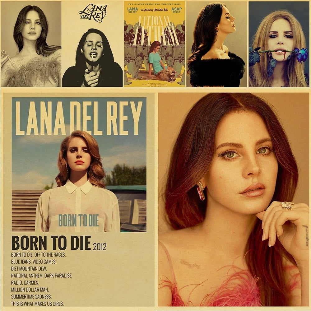 1000x1000 American Model Singer Lana Del Rey Poster Retro Kraft Paper Home Room Bar Cafe Collection Art Wall Decor Picture Wallpaper. Painting & Calligraphy, Phone