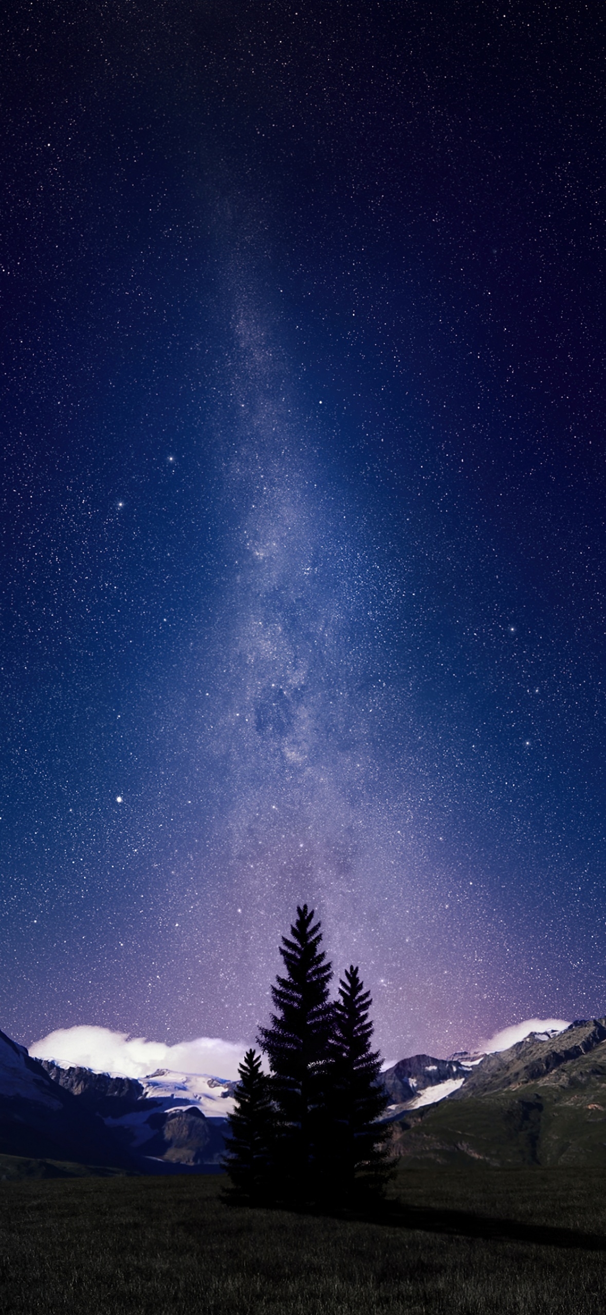 1180x2560 Milky Way Wallpaper 4K, Night sky, Alps mountains, Phone