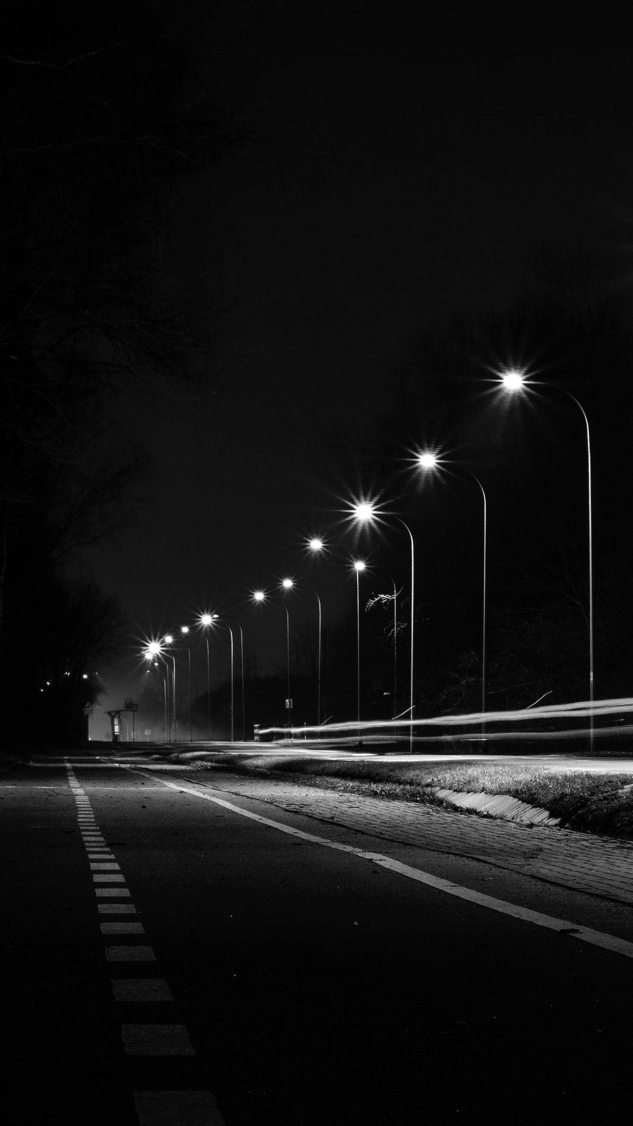 1250x2210 iPhone X wallpaper. street lights dark night car city bw, Phone