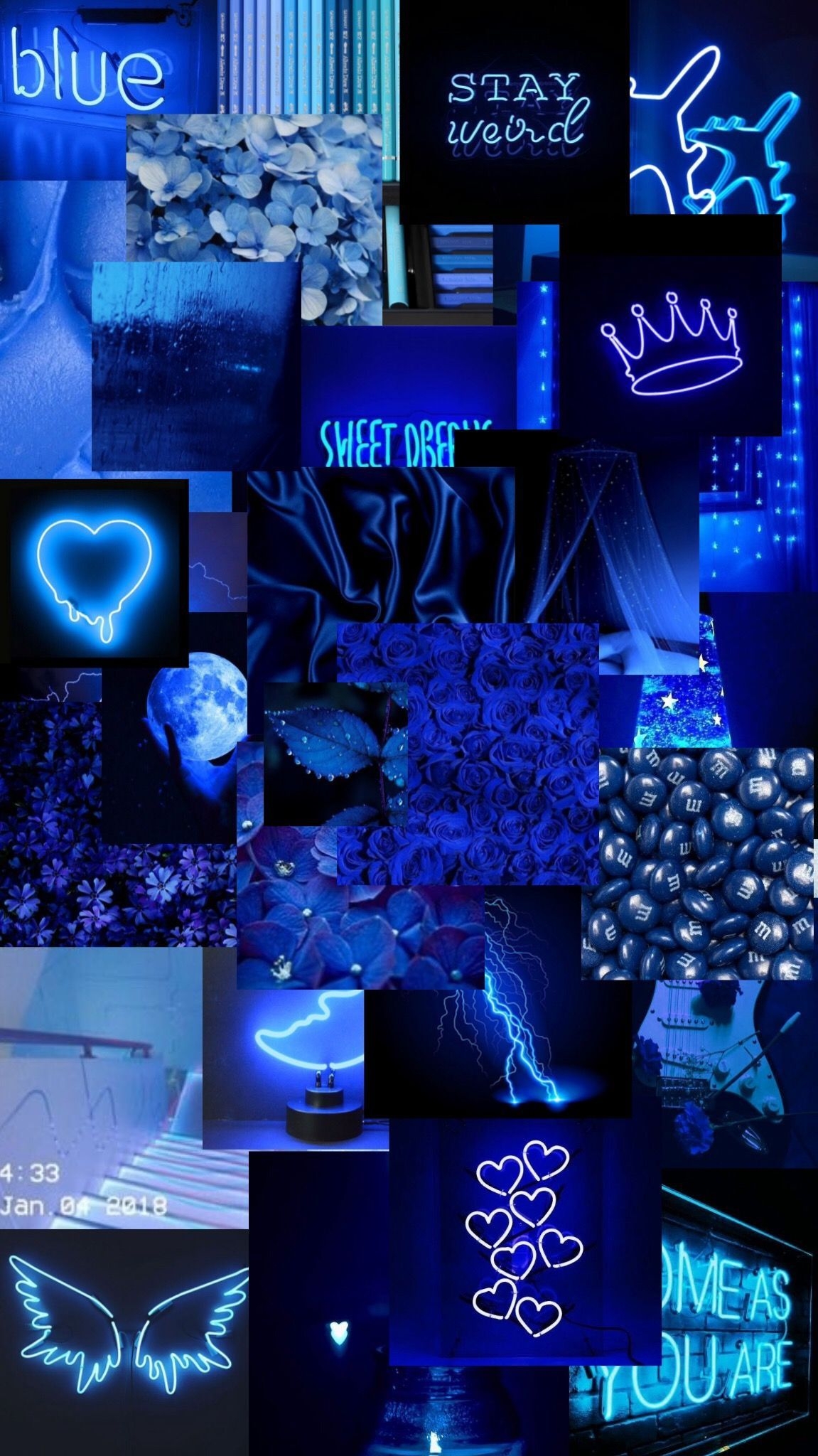 1160x2050 Blue Aesthetic Collage Wallpaper, Phone