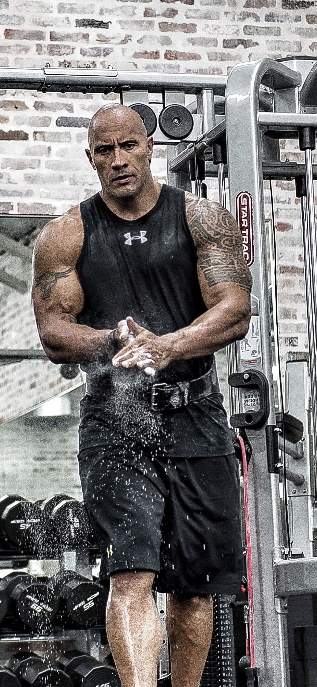 1250x2690 Dwayne Johnson In Gym 4k iPhone XS MAX HD 4k Wallpaper, Image, Background, Photo and Picture, Phone