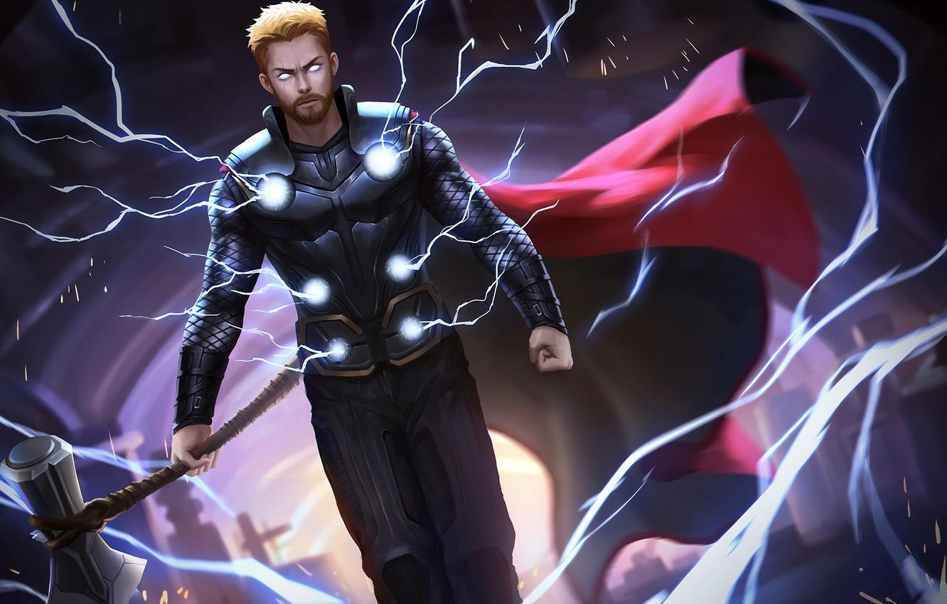 1340x850 Wallpaper zipper, cloak, lightning, axe, Thor, Thor, war infinity, Desktop