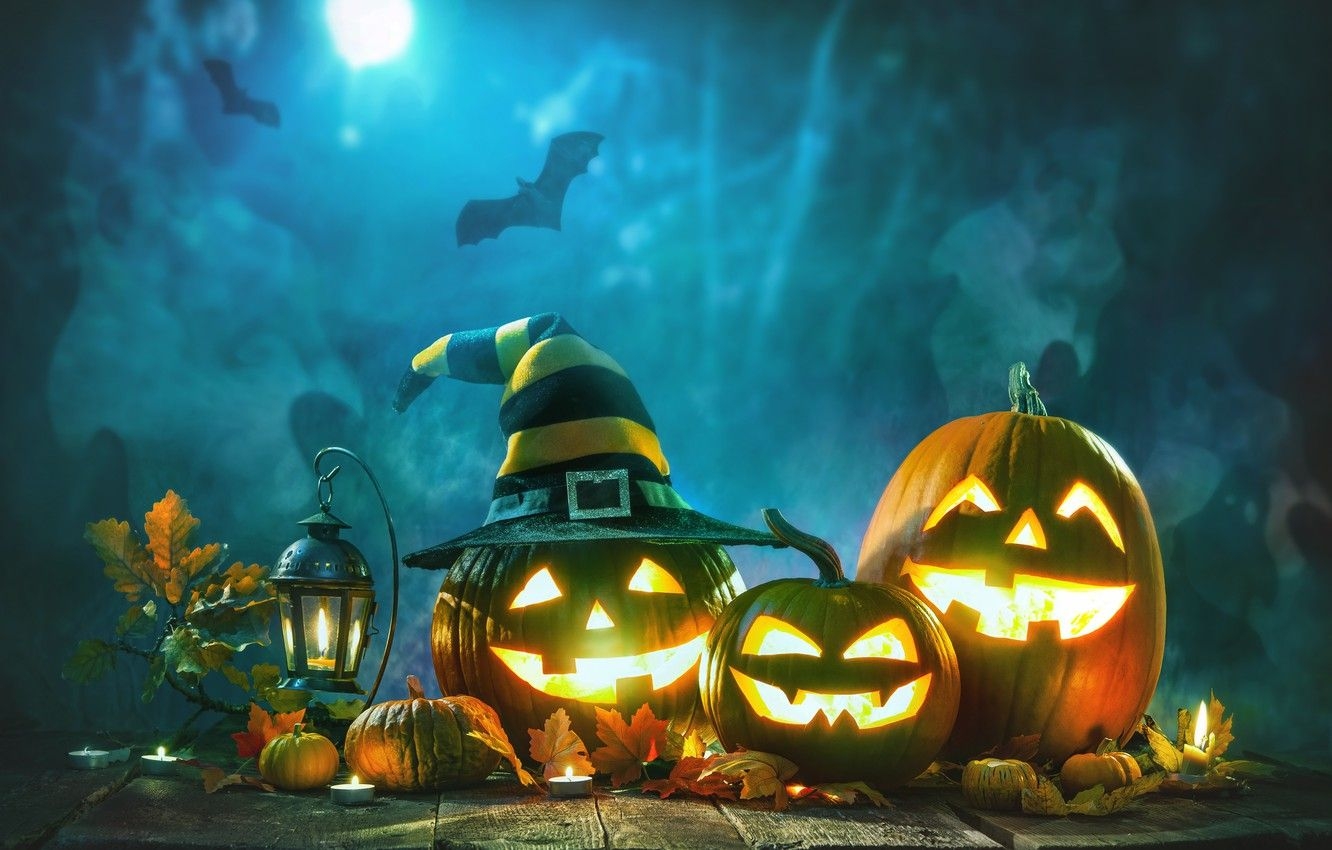 1340x850 Wallpaper night, pumpkin, halloween image for desktop, section праздники, Desktop