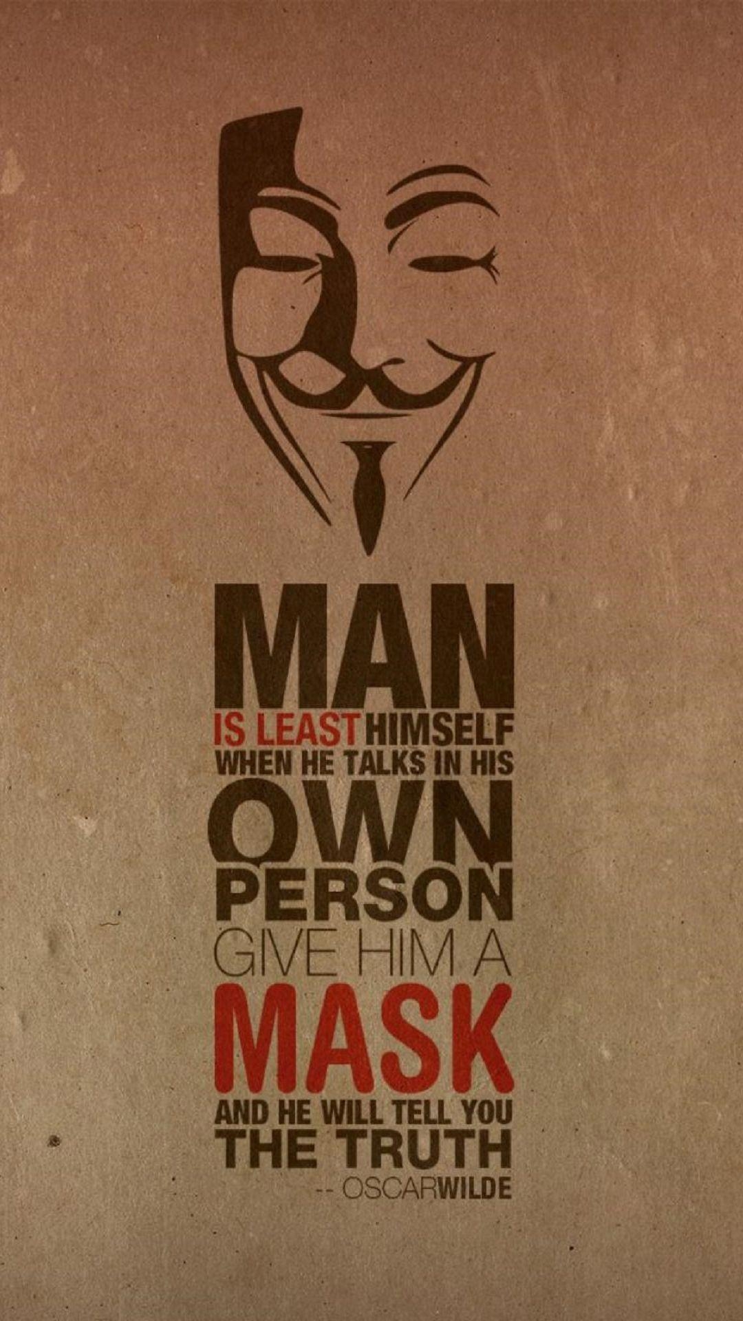 1080x1920 Oscar Wilde Quote Anonymus Mask Android Wallpaper free download, Phone