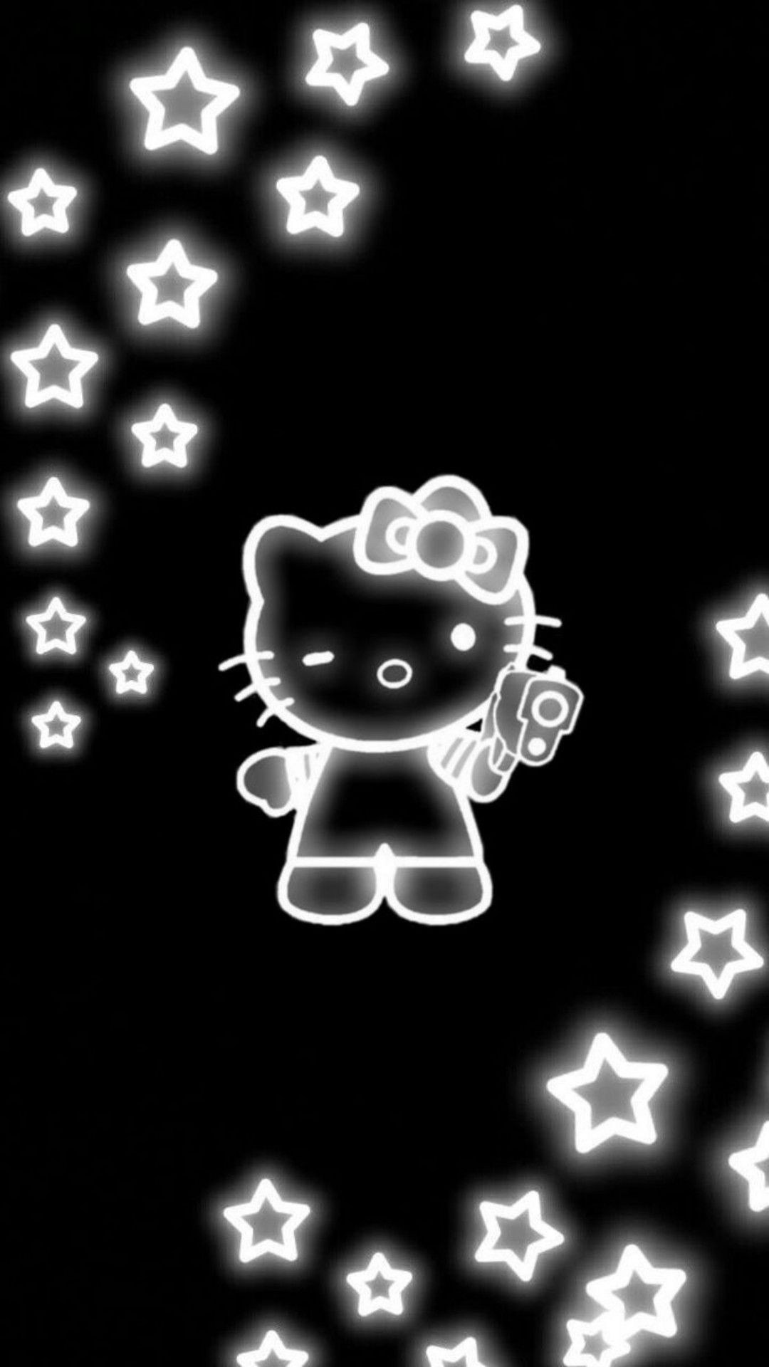 1080x1920 lightly hello kitty with black background, Phone