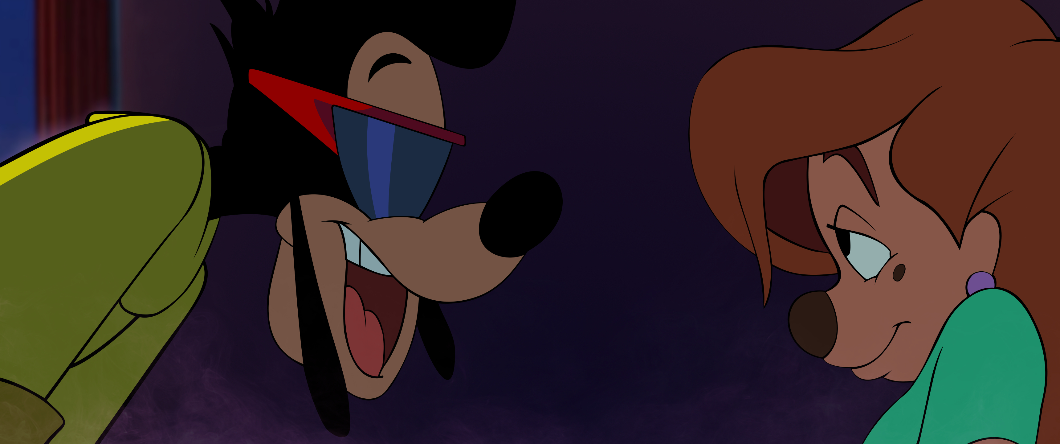 3440x1440 OC][] Vectorized a Screenshot from the Goofy Movie to use as an Ultrawide Wallpaper, Dual Screen