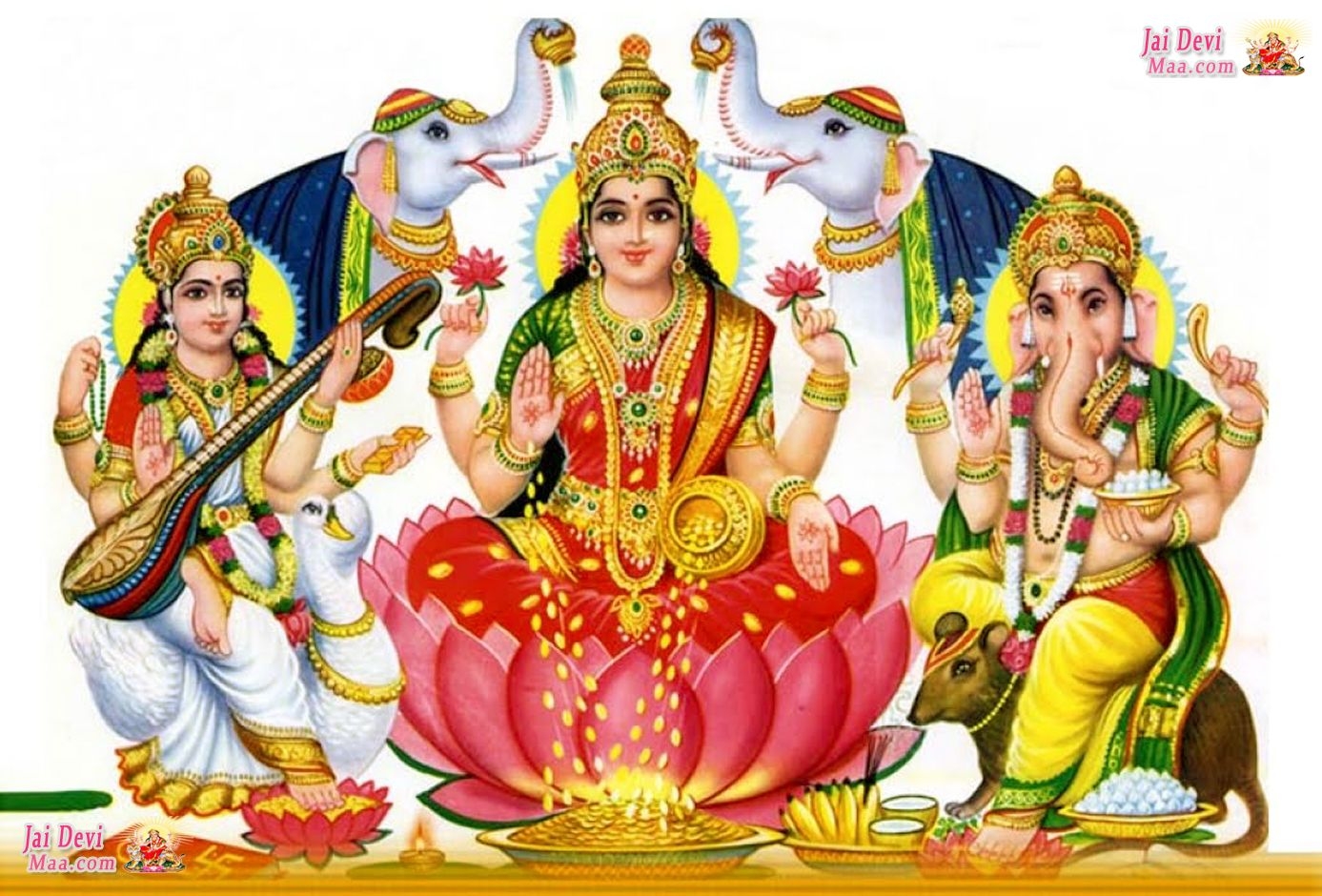 1390x940 Laxmi Ganesh Saraswati Png Wallpaper & Background Download, Desktop