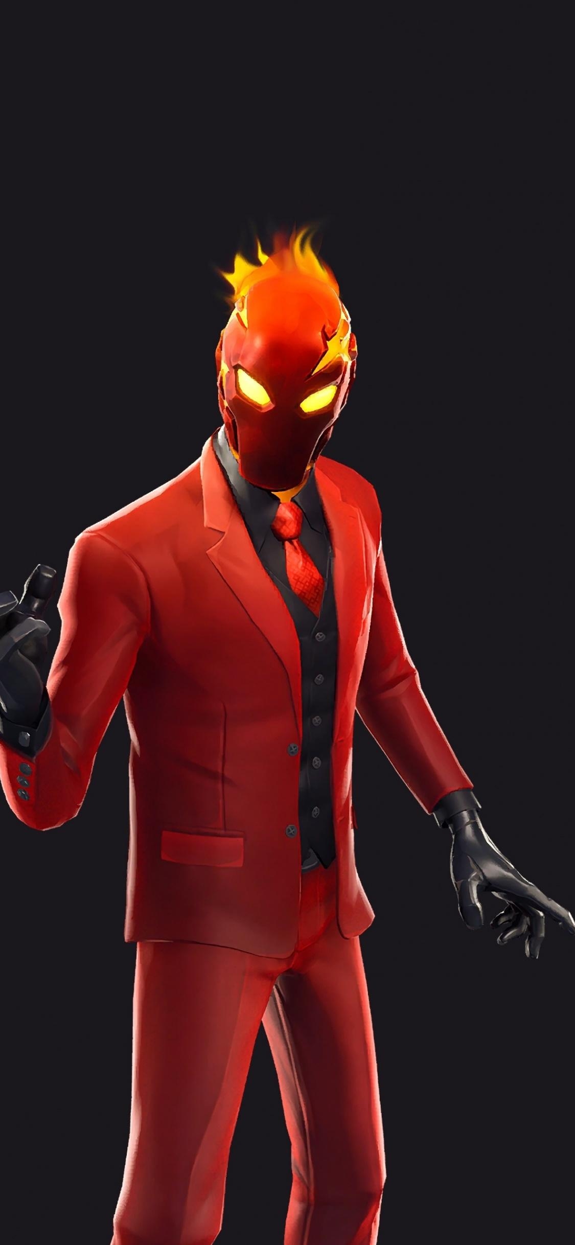 1130x2440 Download  wallpaper game, red suit, inferno, fortnite, Phone