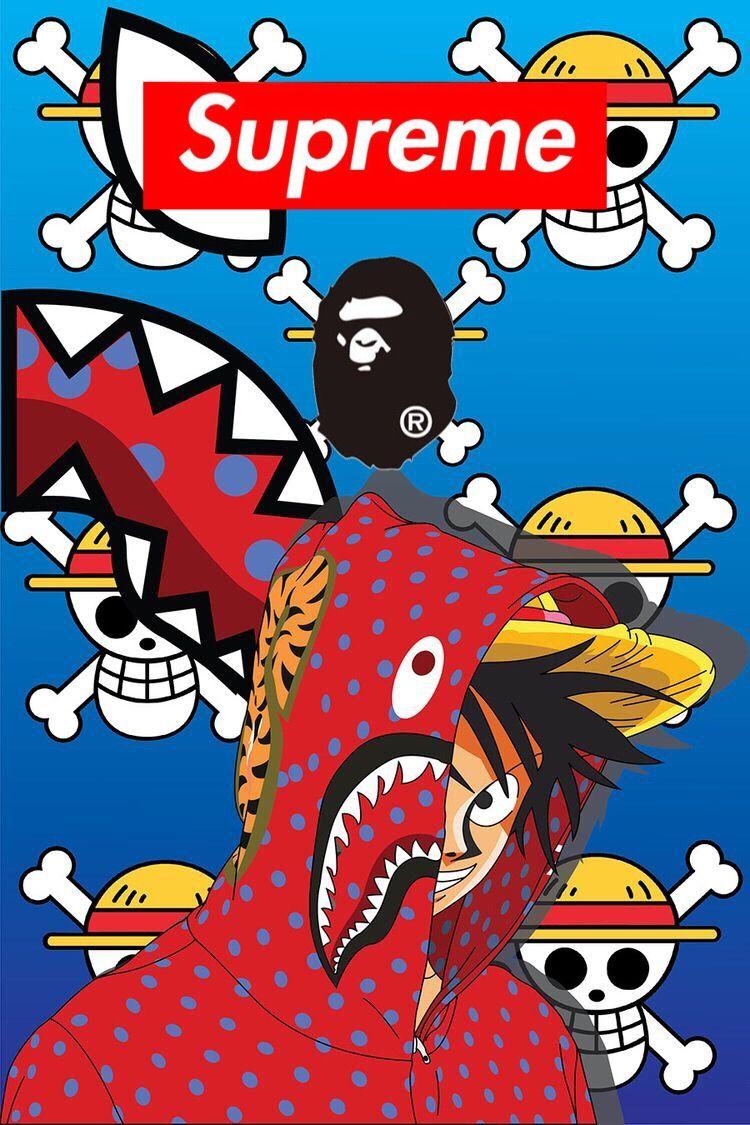 750x1130 Supreme×APE×ONE PIECE. Supreme wallpaper, Naruto wallpaper, Bape, Phone