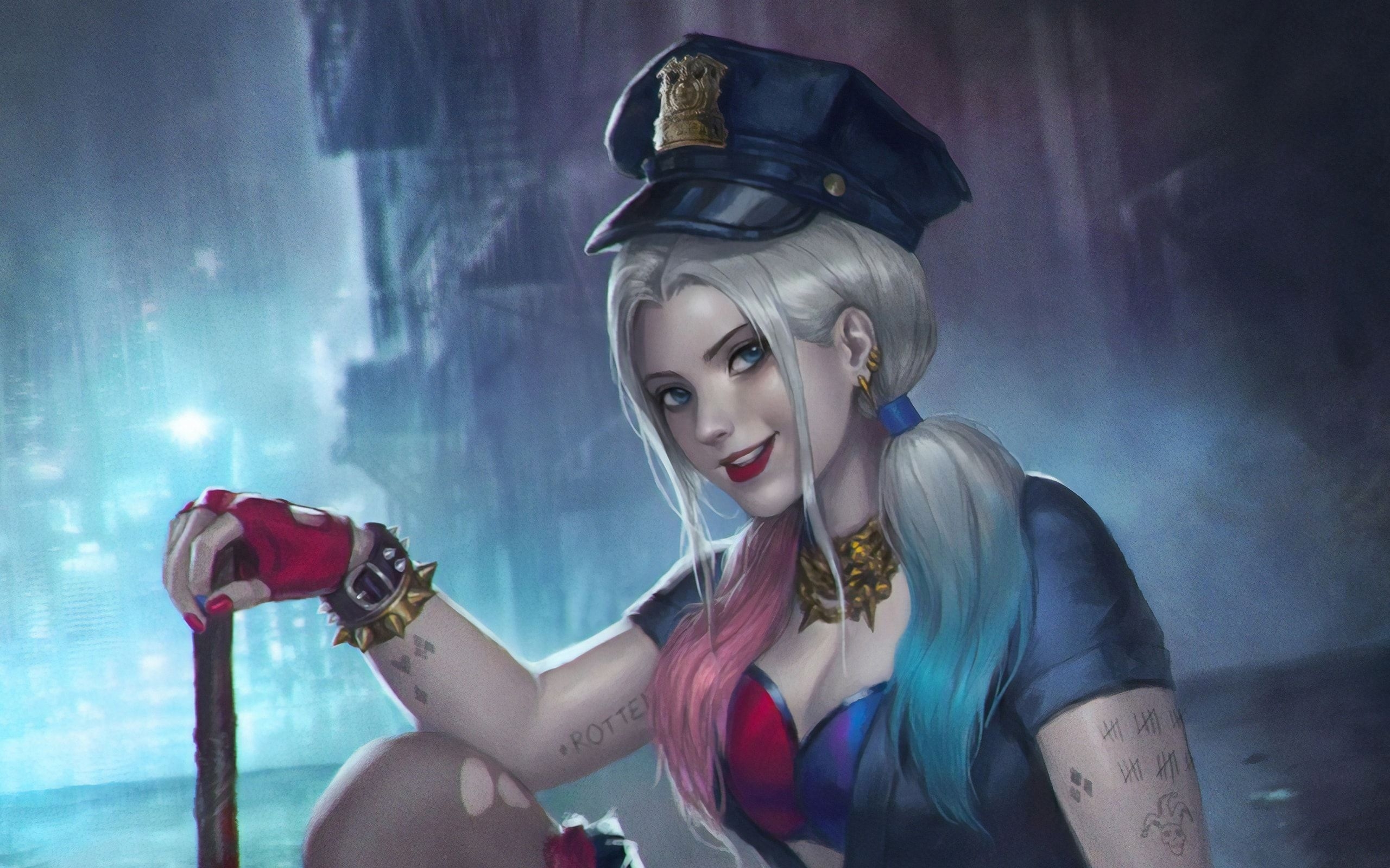 2560x1600 Wallpaper Of Dc, Comics, Harley Quinn, Police, White, Desktop