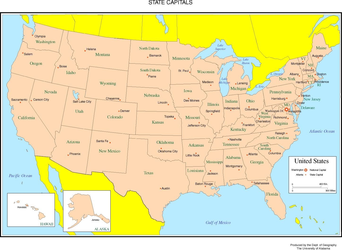 1450x1070 United States Labeled Map, Desktop