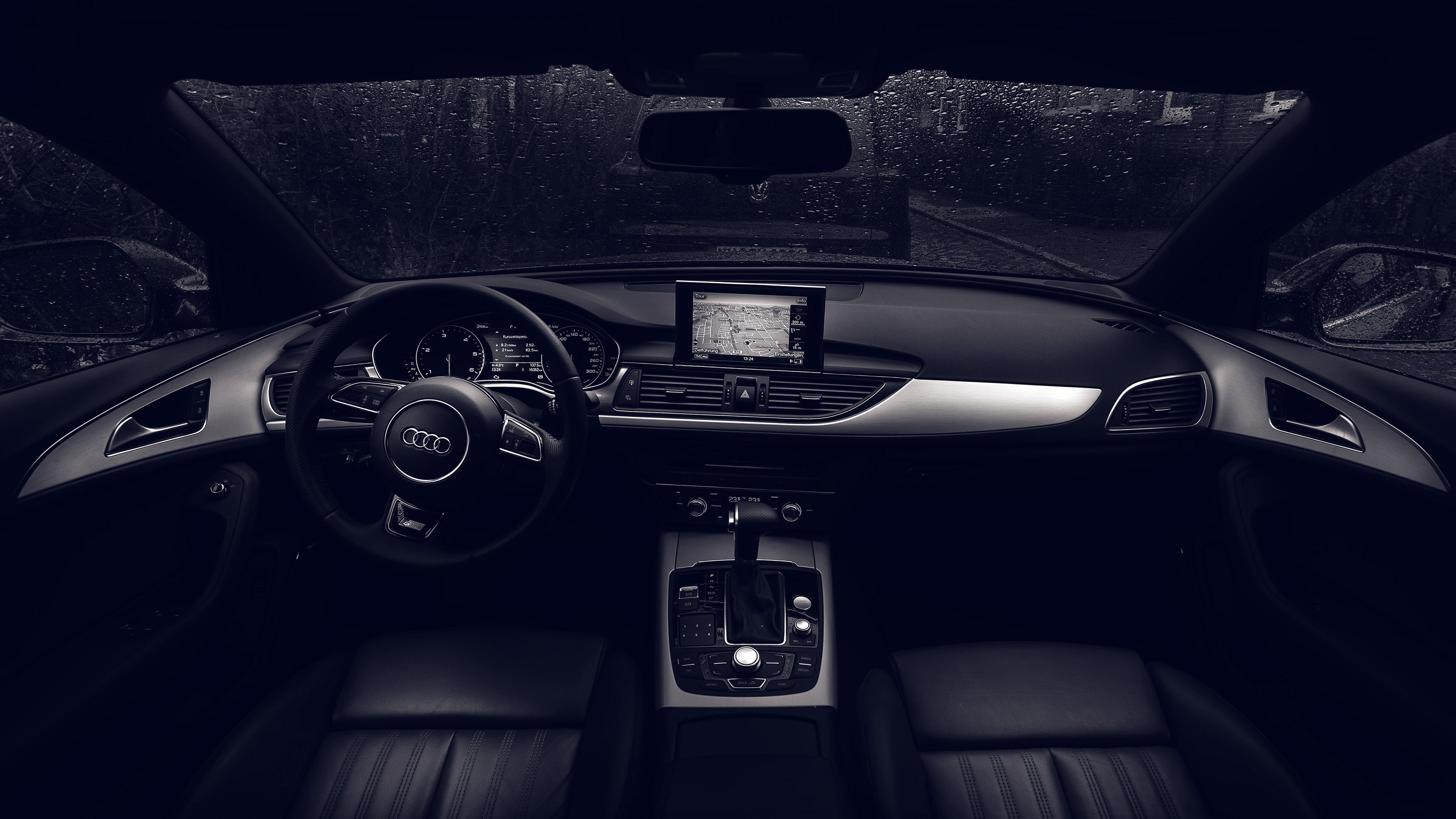 3840x2160 wallpaper for desktop, laptop. audi car interior dark blue, Desktop