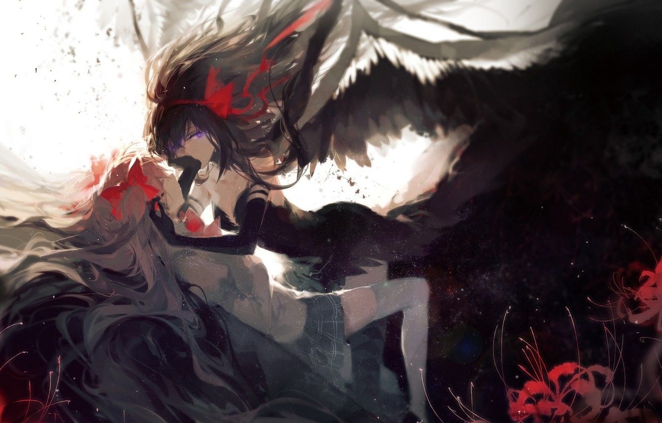 1340x850 Wallpaper anime, art, mahou shoujo madoka magica, homura akemi, madoka kaname image for desktop, section прочее, Desktop