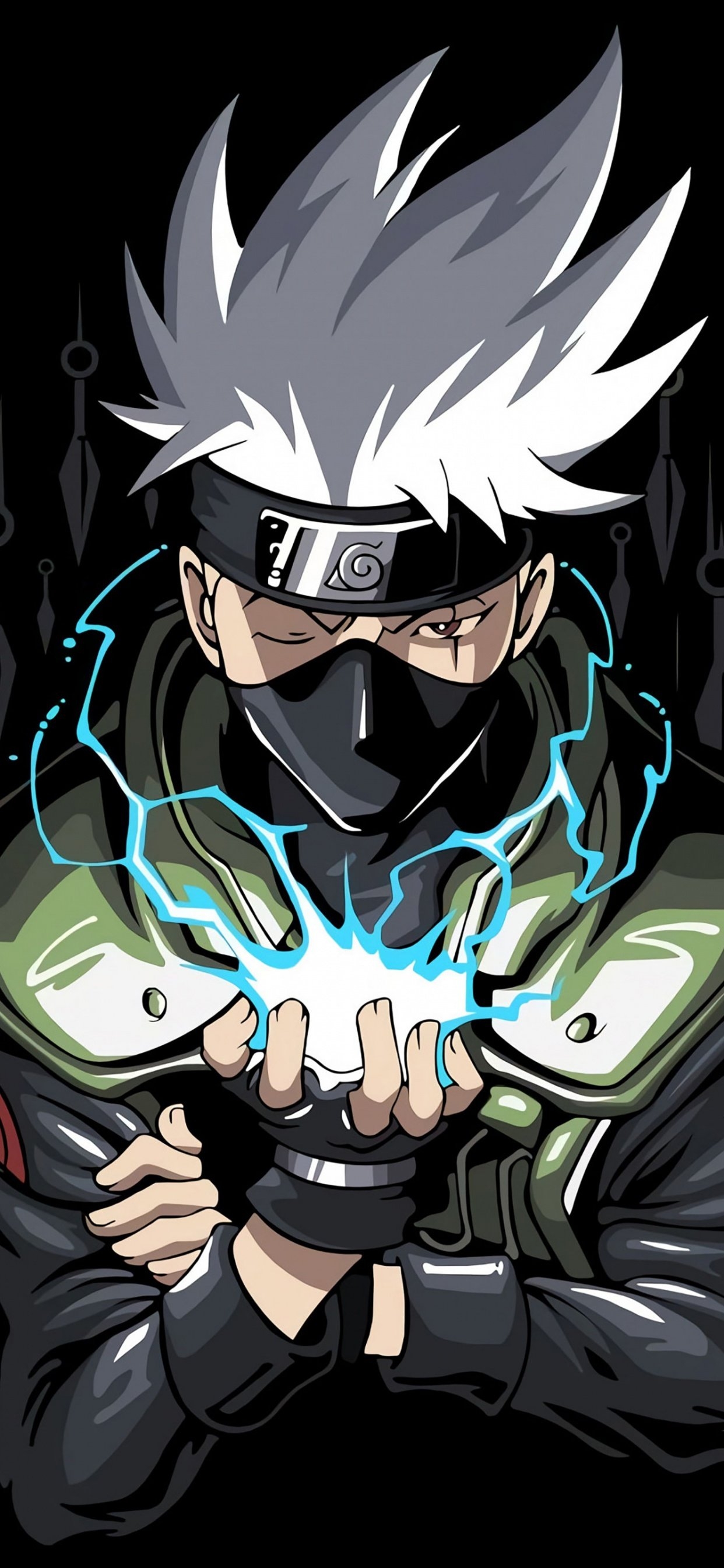 1250x2690 Kakashi Hatake Wallpaper 4K, Naruto, AMOLED, Black background, Phone