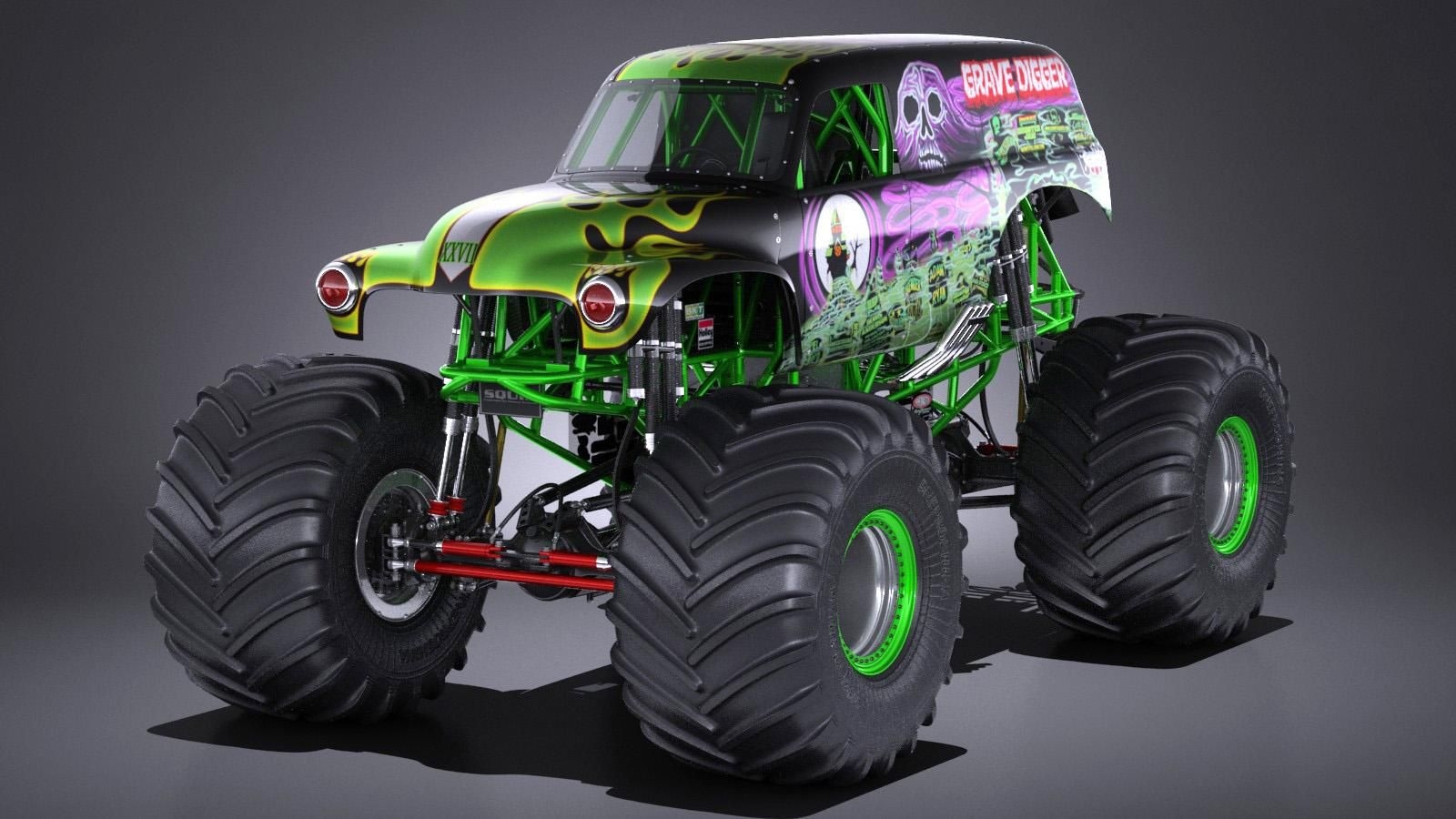 1600x900 Grave Digger Monster Truck 3D Model #AD , #Digger#Grave#Monster#Model. Monster trucks, Monster, Trucks, Desktop