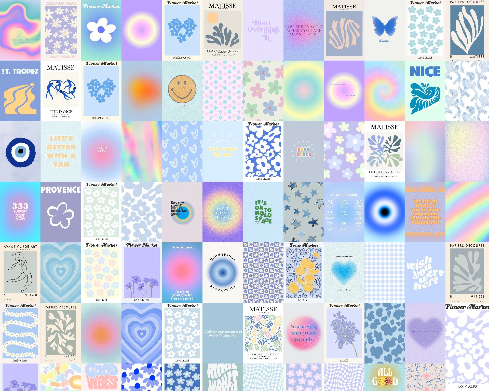 1920x1540 Blue Danish Pastel Aesthetic Wall Collage Kit Danish Pastel, Desktop