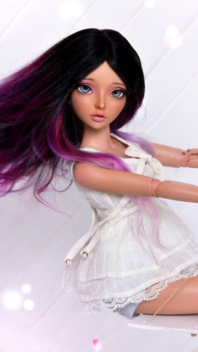 750x1340 Beautiful Purple Hair Doll Girl  IPhone 8 7 6 6S Wallpaper, Phone