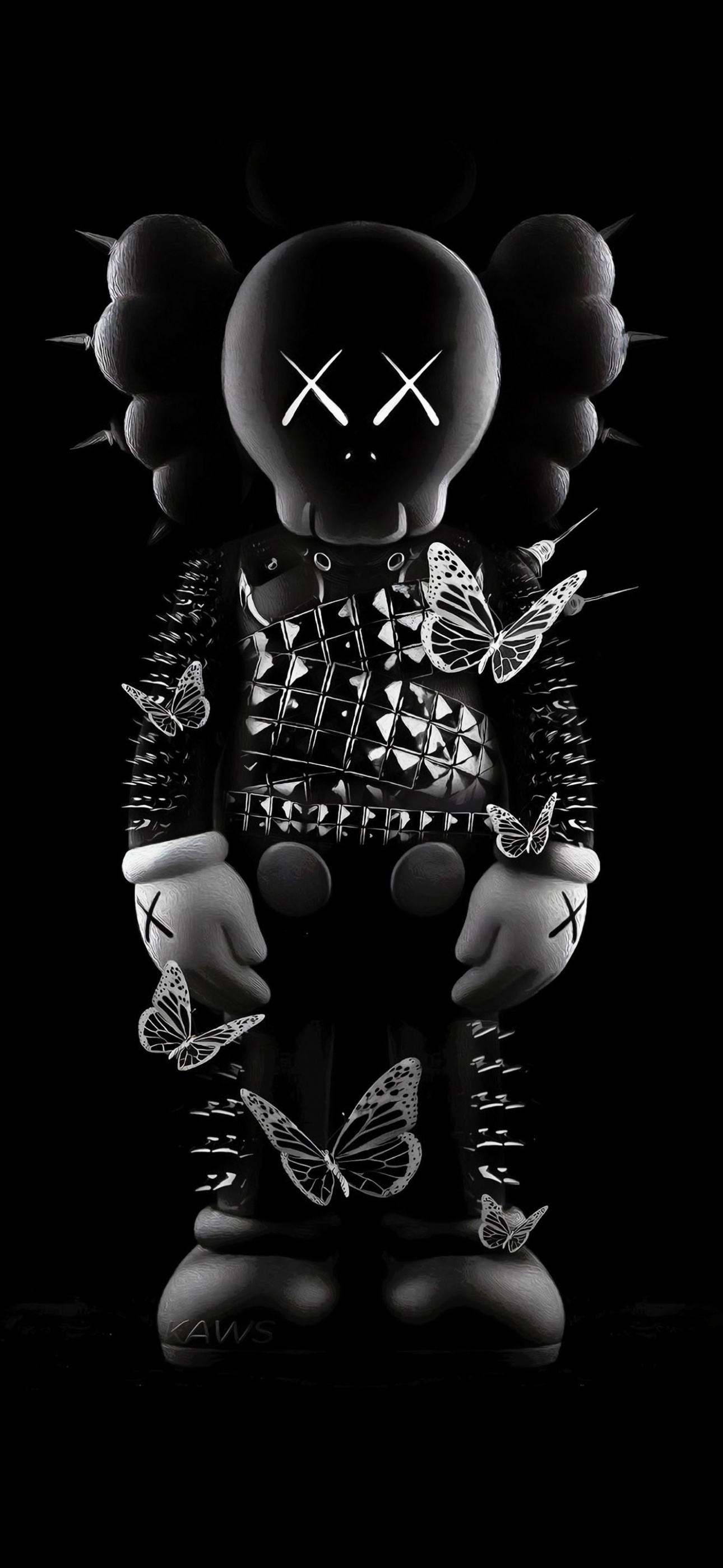 1290x2800 Kaws Black Wallpaper 4K, Kaws Figure, Black Dark, Phone