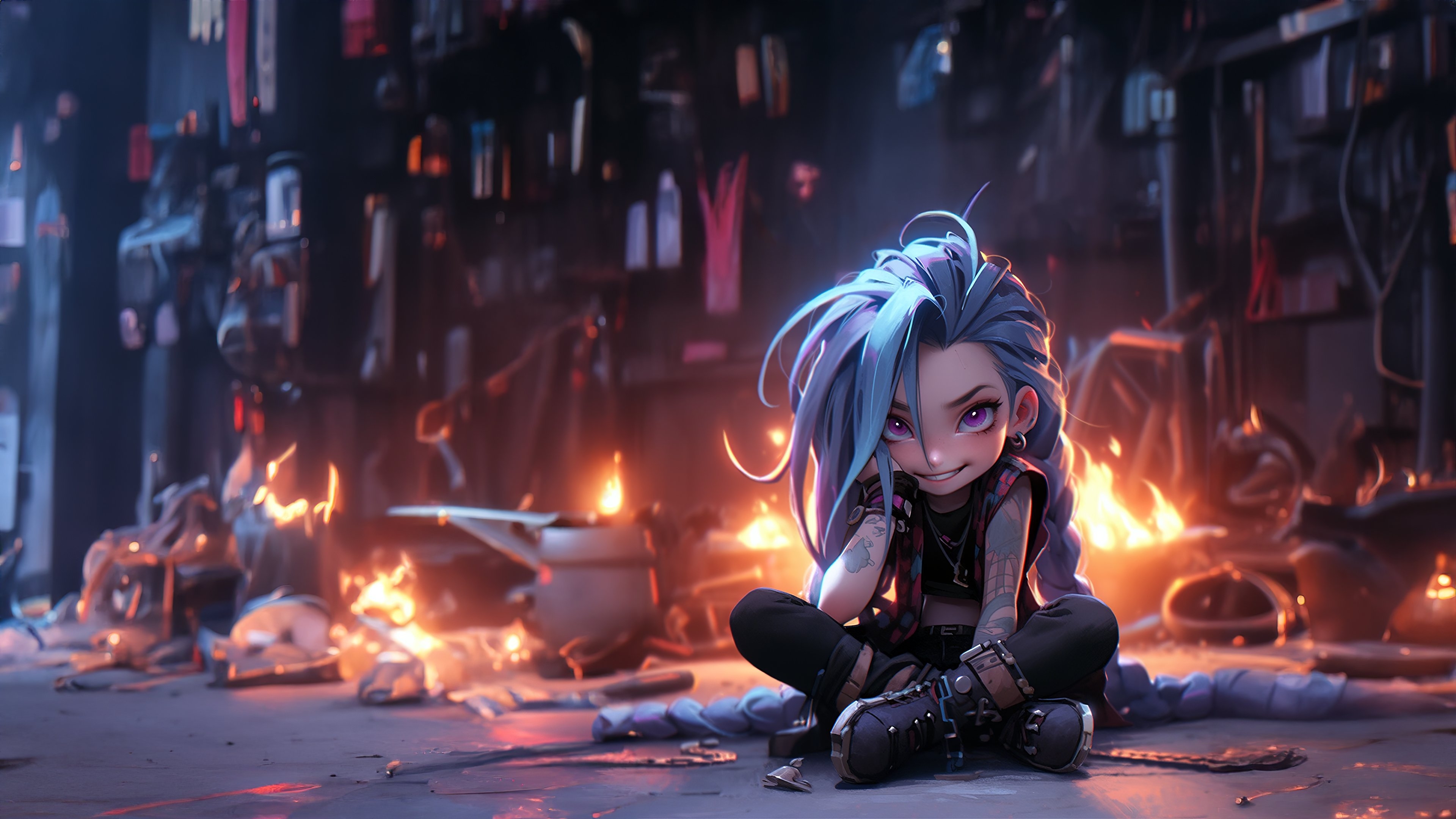 3840x2160 Jinx Wallpaper 4K, AI art, Arcane, Desktop