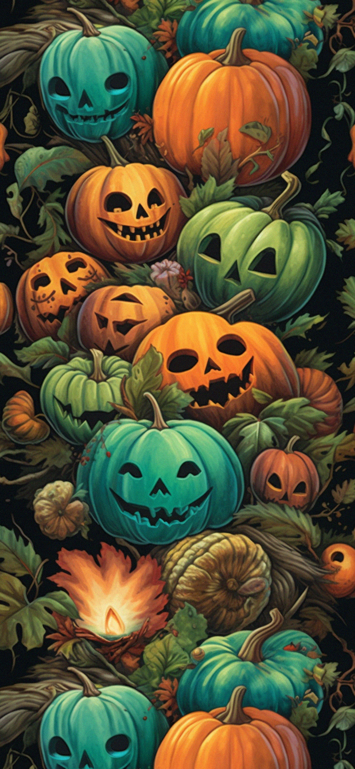 1190x2560 Colorful Jack O'Lantern Wallpaper Halloween Wallpaper, Phone