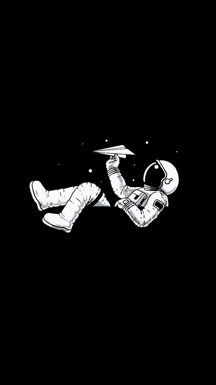 720x1280 Black and White Space Man, Phone