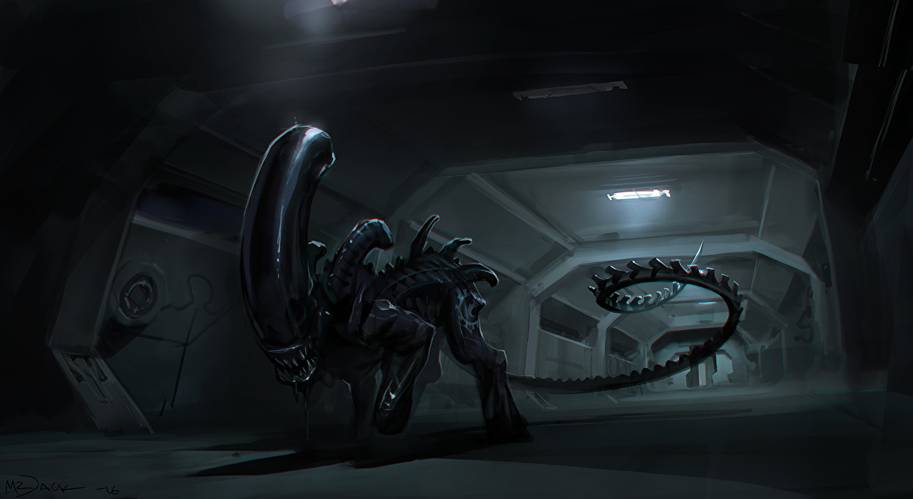 1280x700 Wallpaper Alien monster Hallway corridor Movies, Desktop