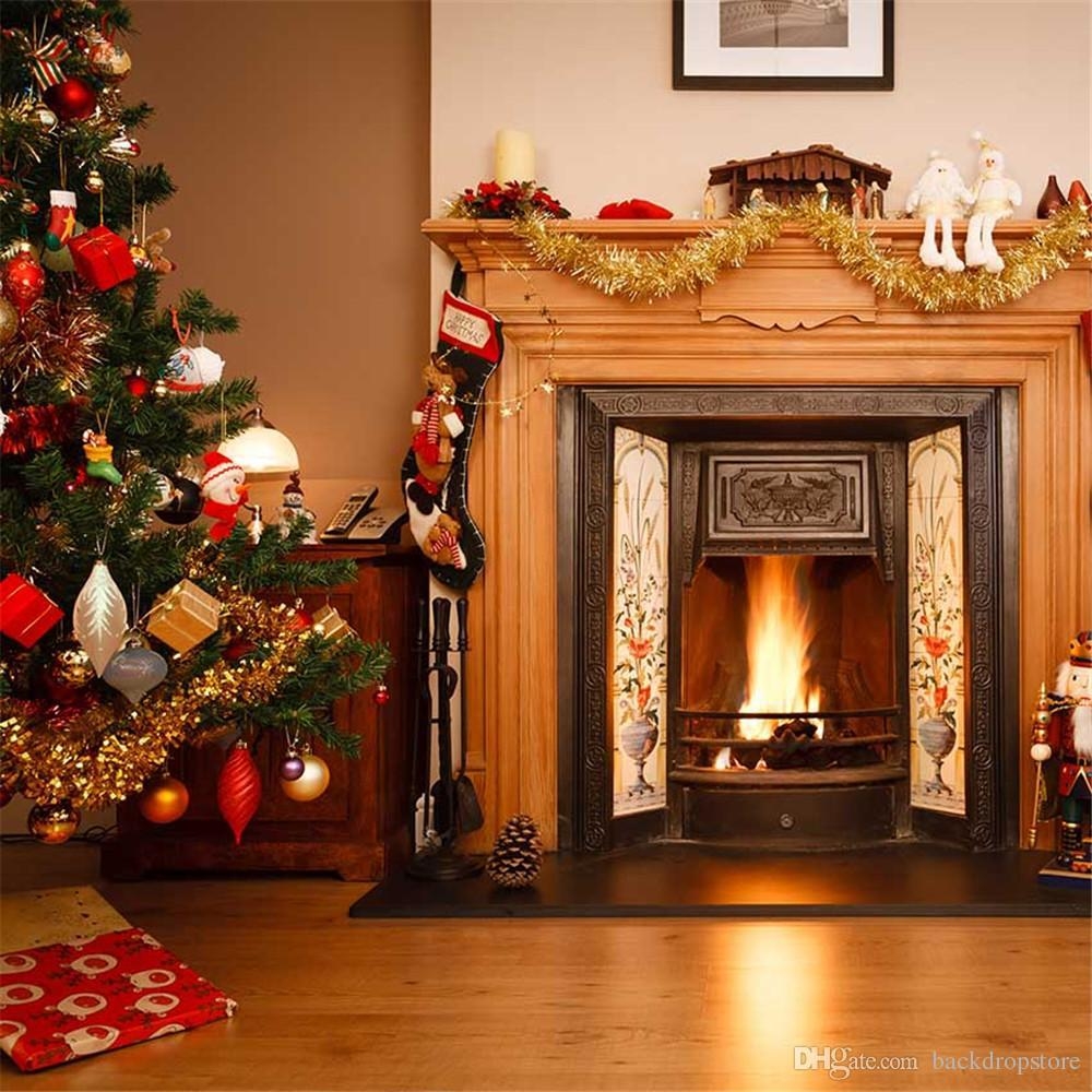 1000x1000 Merry Christmas Fireplace Background For Kids Children Indoor Photo Shoot Wallpaper Vinyl Xmas Tree Winter Holiday Photography Backdrops From, Phone