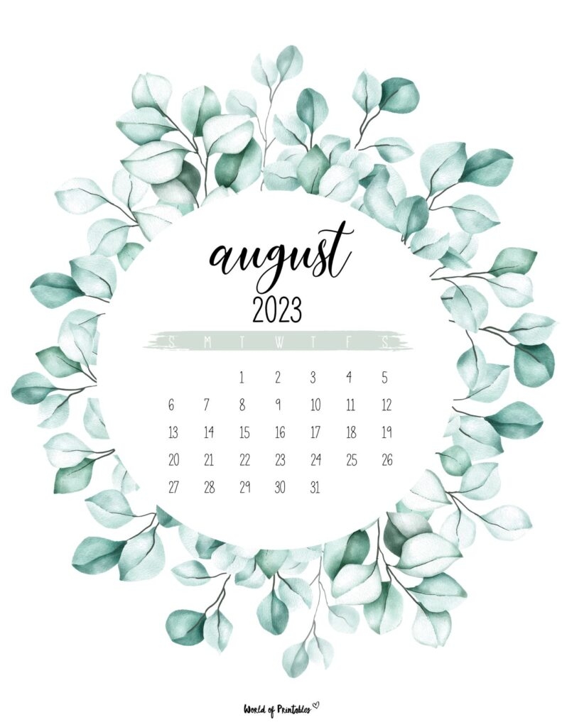 800x1030 Best August 2023 Calendars, Phone