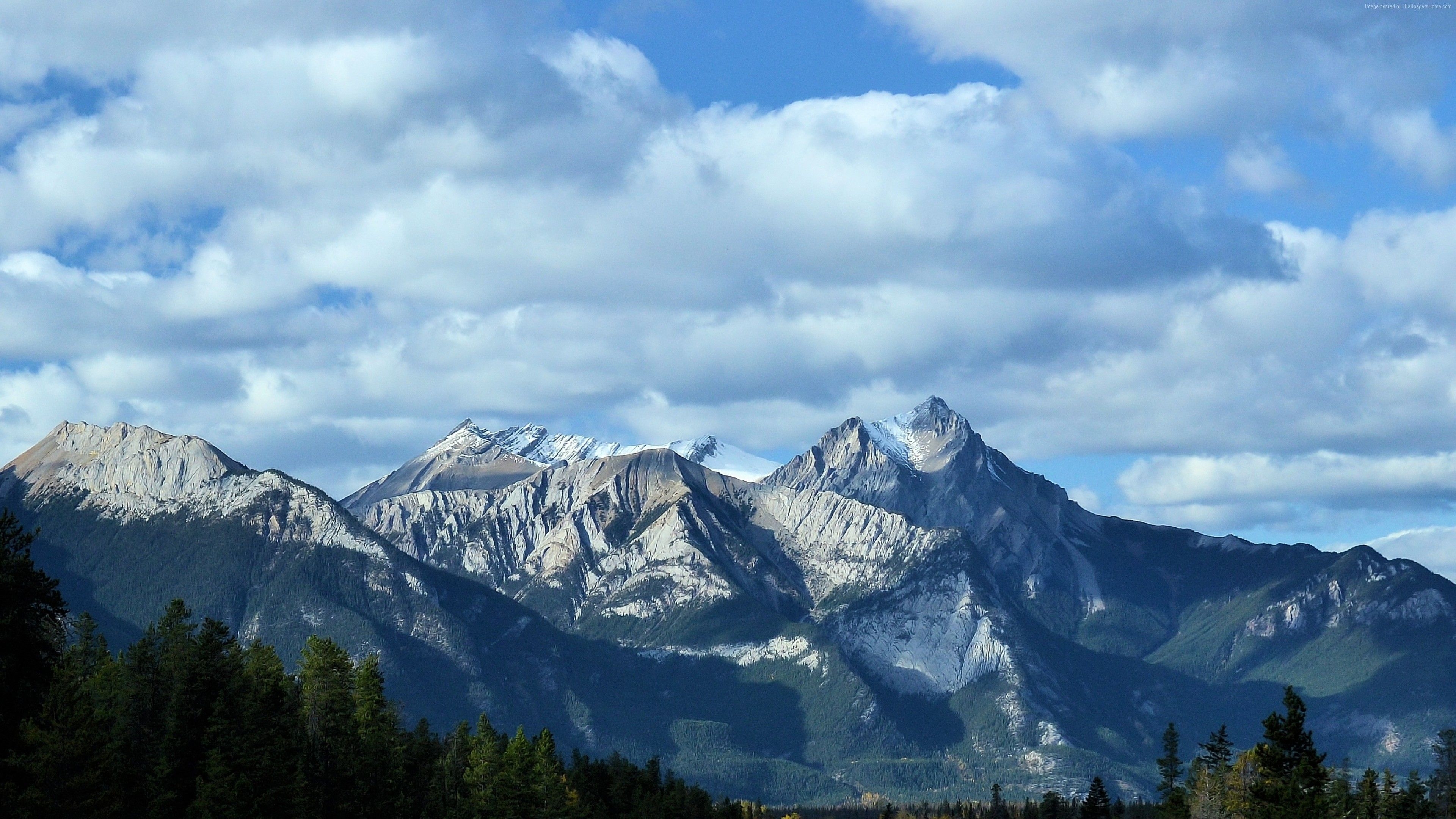 3840x2160 Wallpaper mountains, sky, clouds, trees, 4k, Nature Wallpaper Download Resolution 4K Wallpaper, Desktop