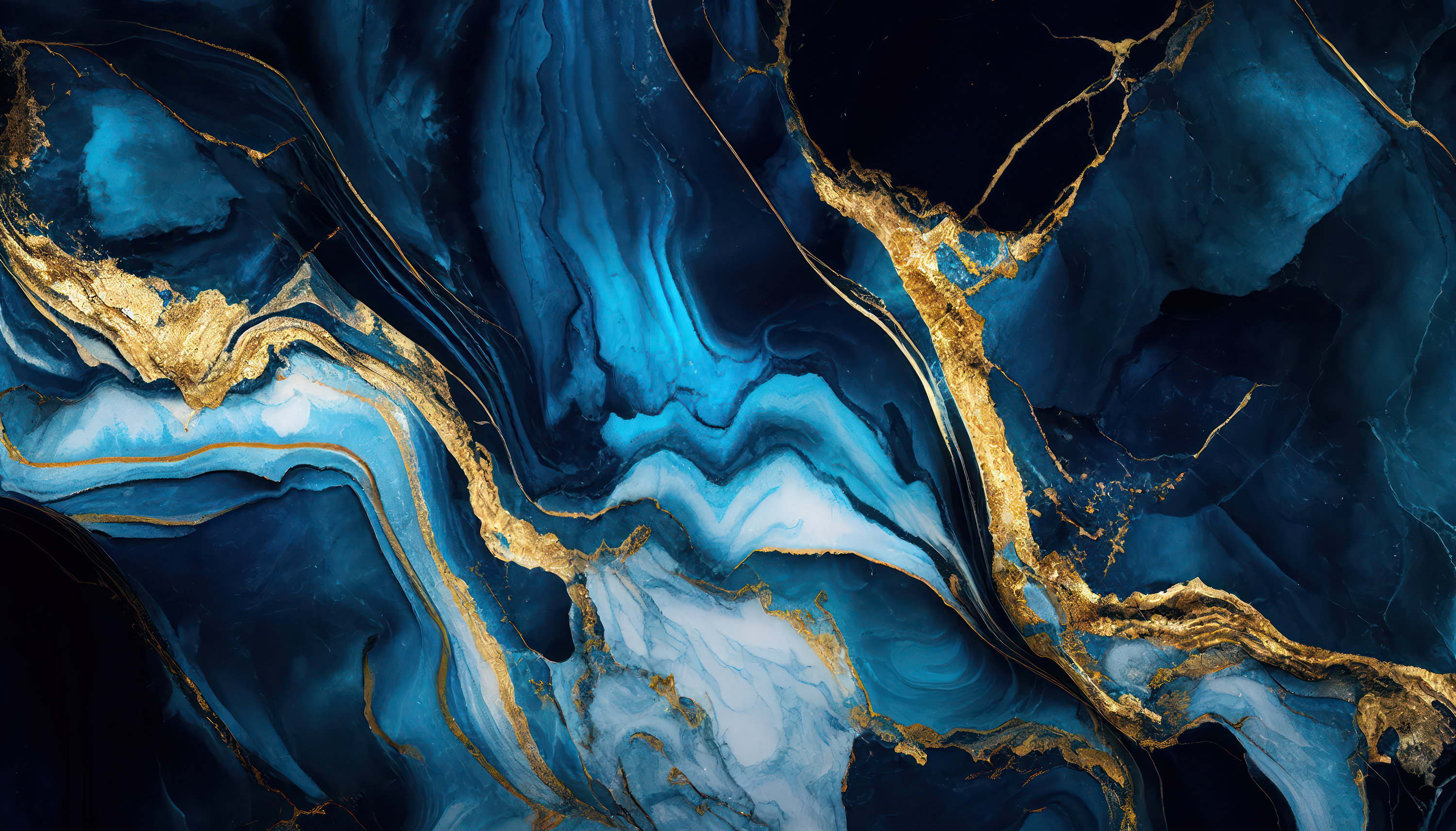 3000x1720 Dazzling Blue Gold Marble Wallpaper, Desktop