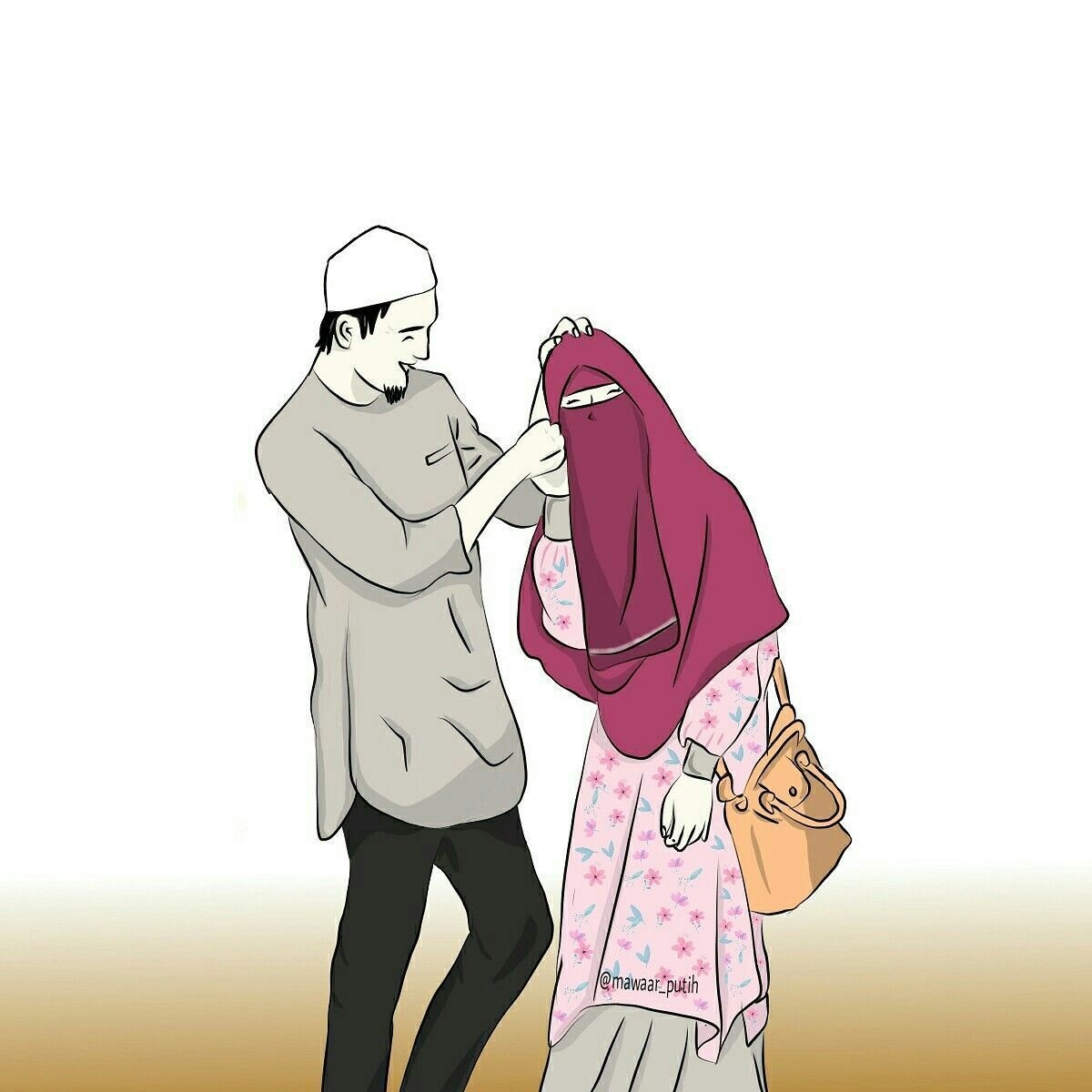 1200x1200 Muslim Couple Cartoon Wallpaper Free Muslim Couple Cartoon Background, Phone