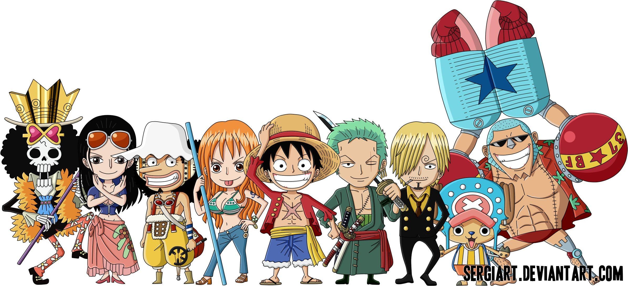 2400x1100 One Piece Chibi Wallpaper, Dual Screen