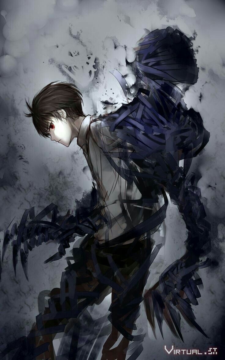 740x1180 Anime boy, darkness, shadows, bandages, mummy, monster, demon, Phone