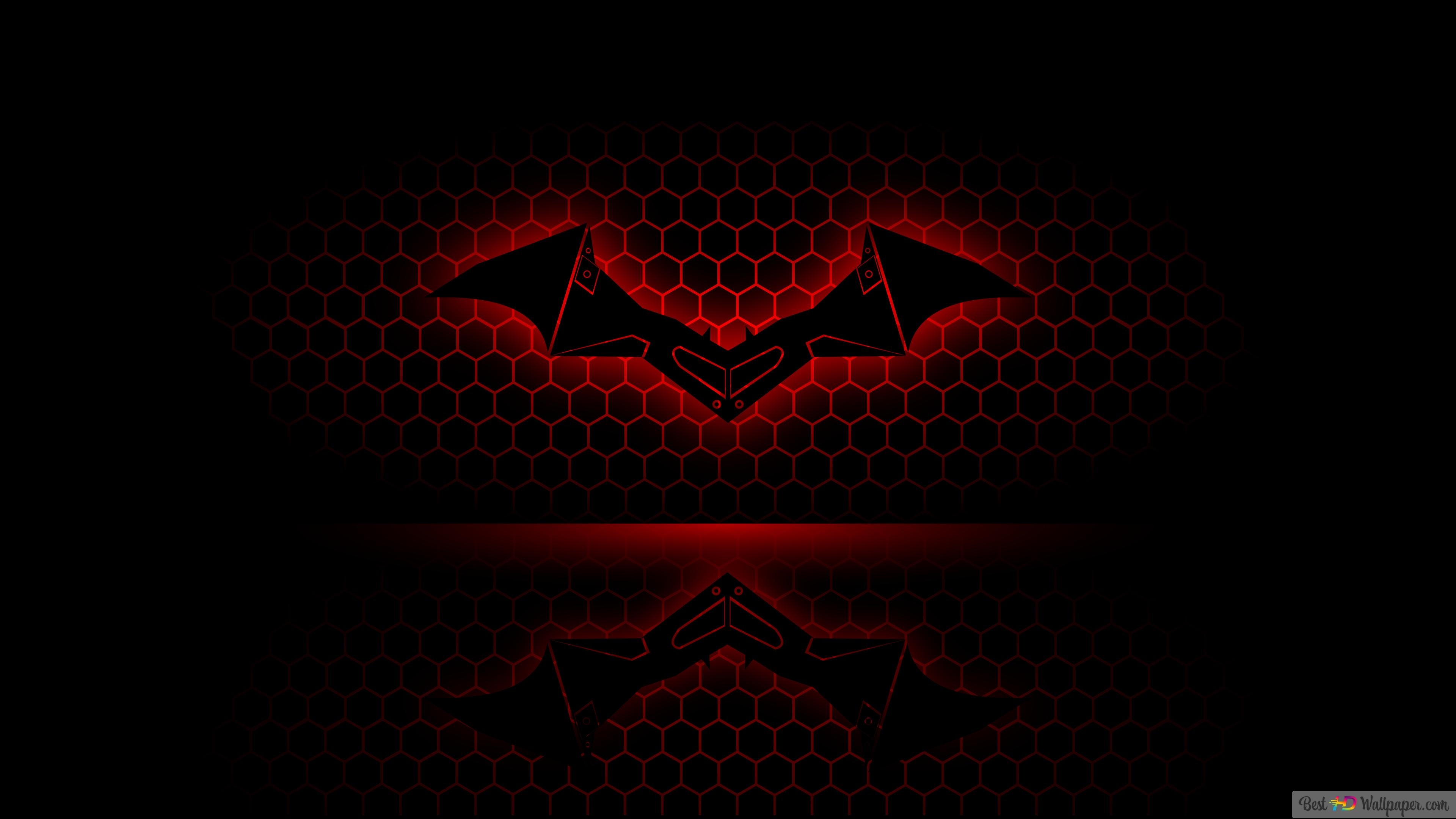 3840x2160 The batman logo with reflection and red 4K wallpaper download, Desktop