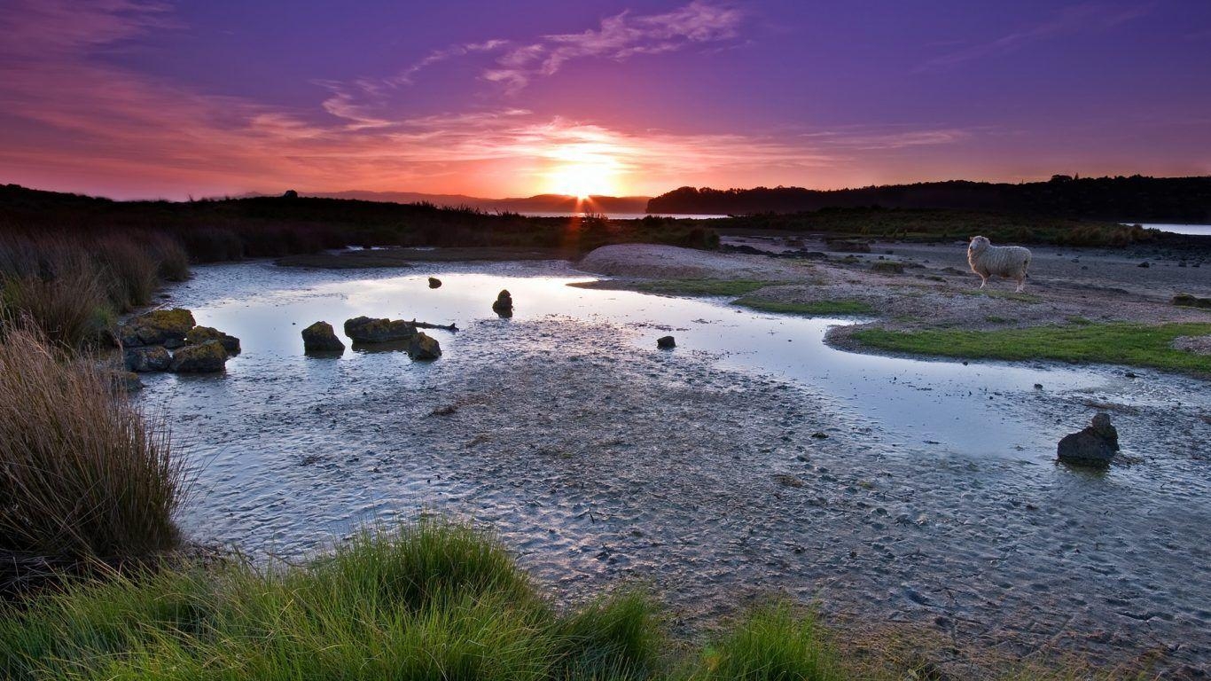 1370x770 Africa Tanzania Sunset Tanzanian Clouds Trees Serengeti HD, Desktop