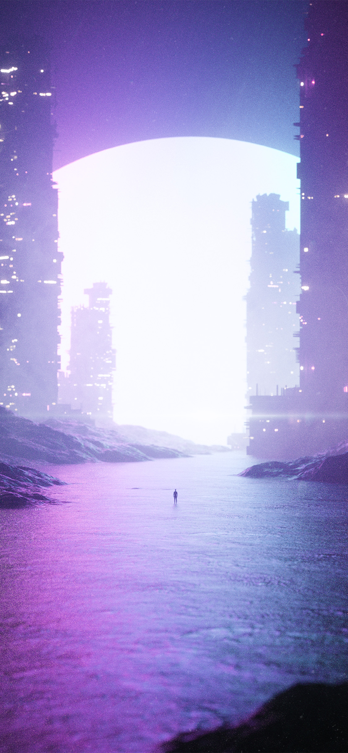 1130x2440 iPhone X wallpaper. art future abastract cg graphic art purple, Phone