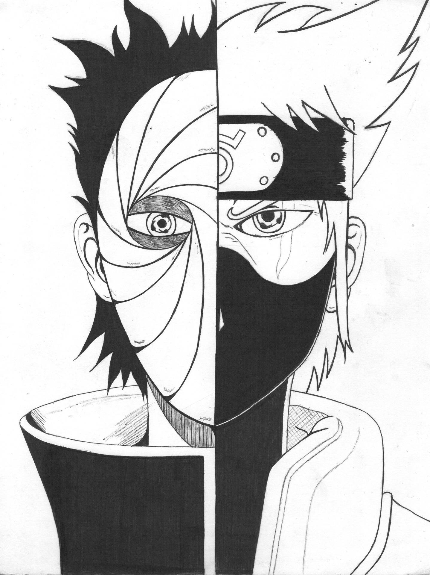 1440x1920 Download Anime Drawing Kakashi X Obito Wallpaper, Phone