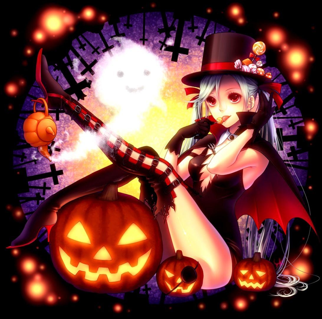 1100x1080 Anime Halloween Girl Trick Or Treat Wallpaper, Desktop