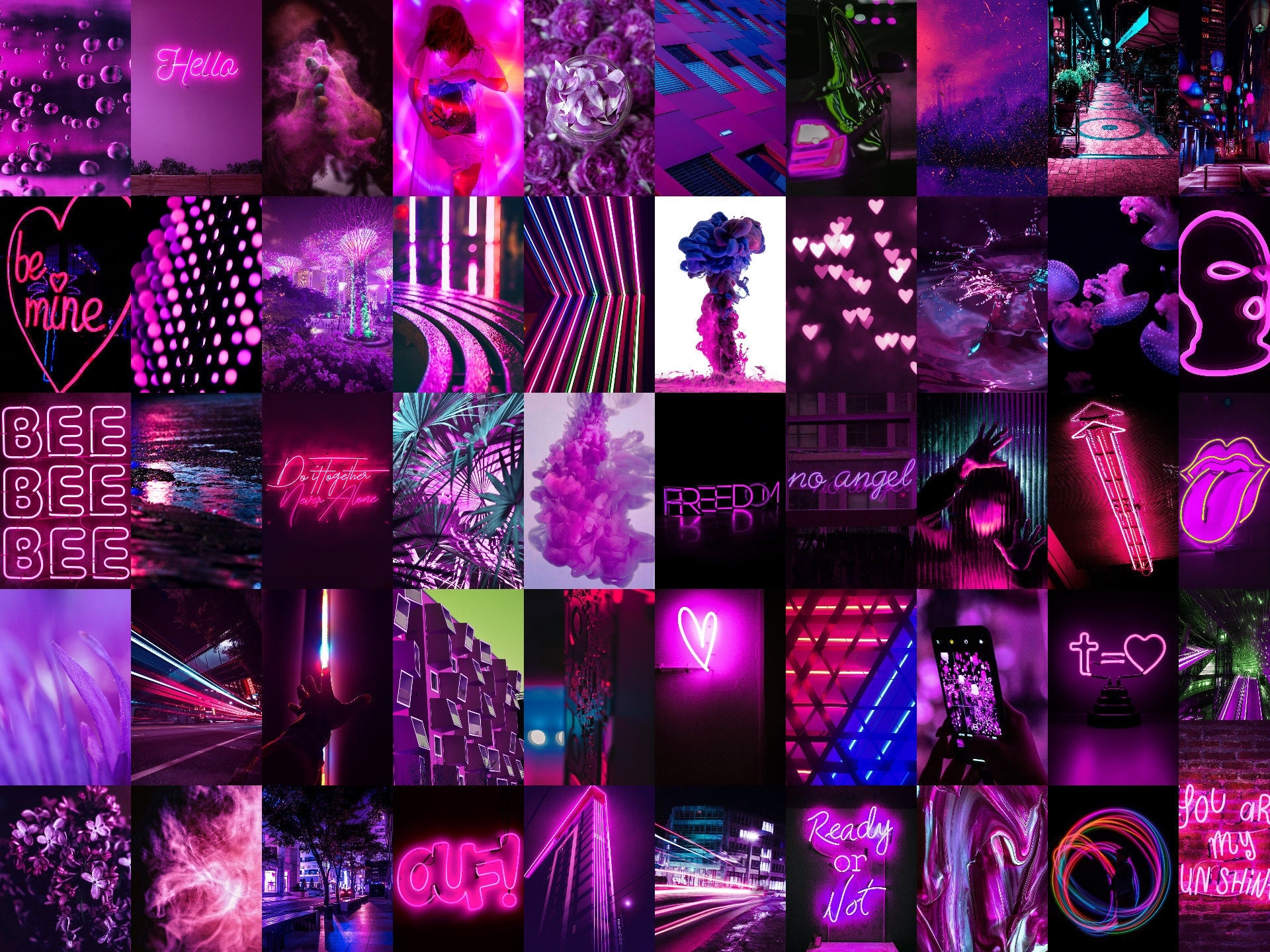 1920x1440 Neon Purple Pink Aesthetic Photo Wall Collage Kit 50pcs, Desktop