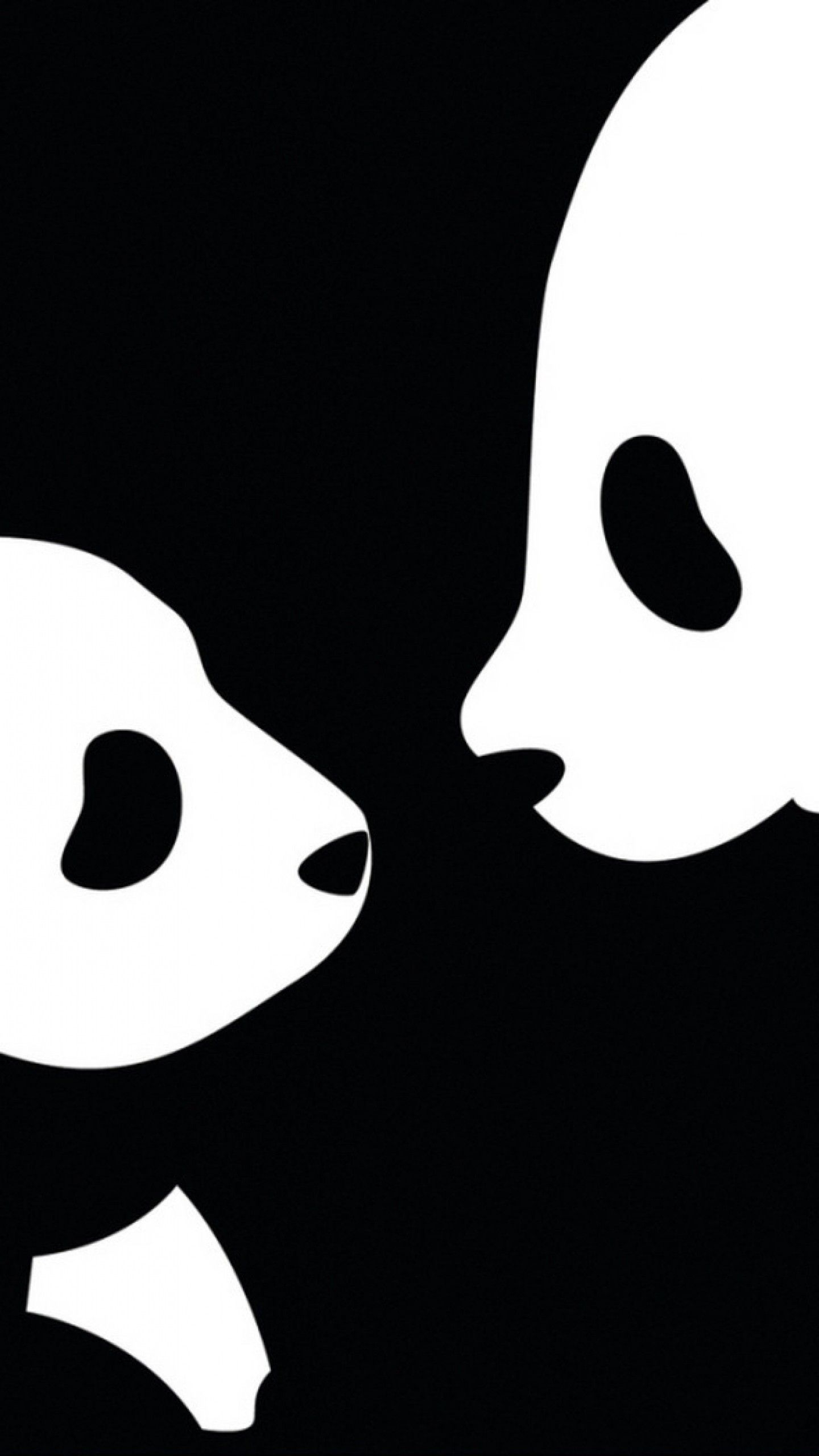 1440x2560 Res: 1440x Preview wallpaper panda, drawing, black, white. Cute black wallpaper, Dark wallpaper, Panda wallpaper, Phone