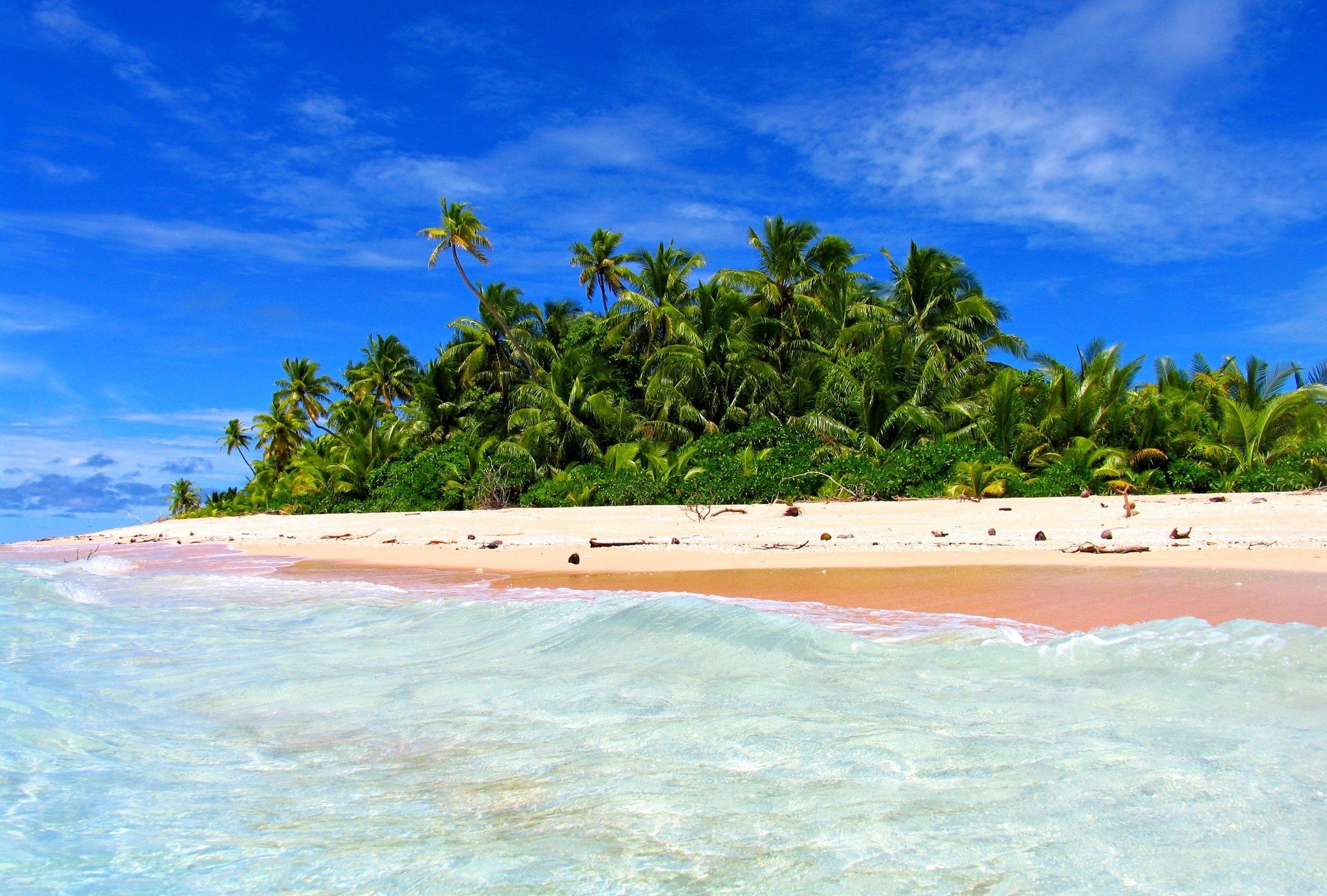 2800x1890 Beach: Funafuti Atoll Tuvalu Island Paradisiac Sand Sea Palms, Desktop