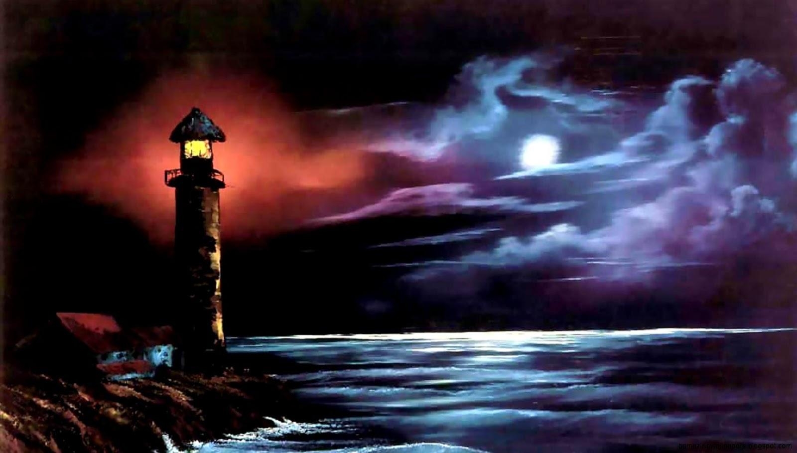 1600x910 Lighthouse Storm At Night, Desktop