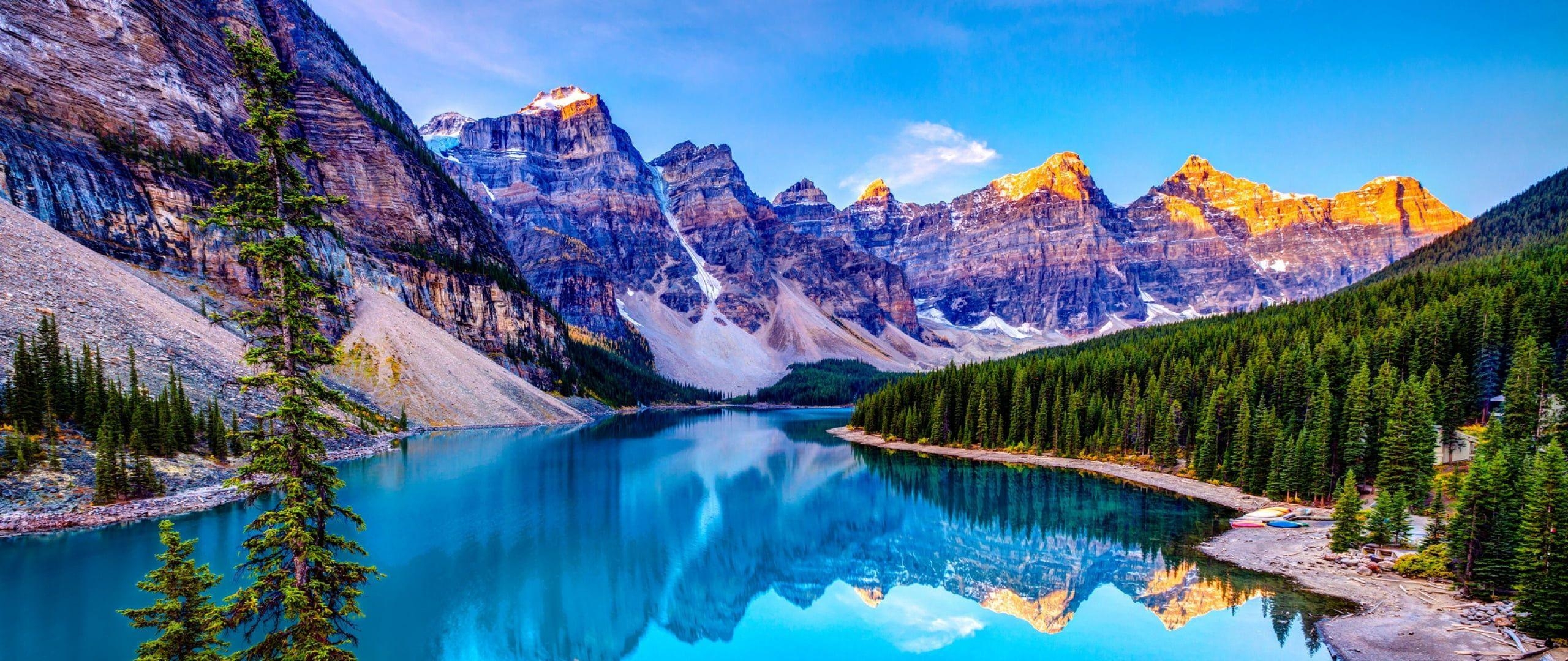 2560x1080 Banff National Park, Canada HD wallpaper, Dual Screen