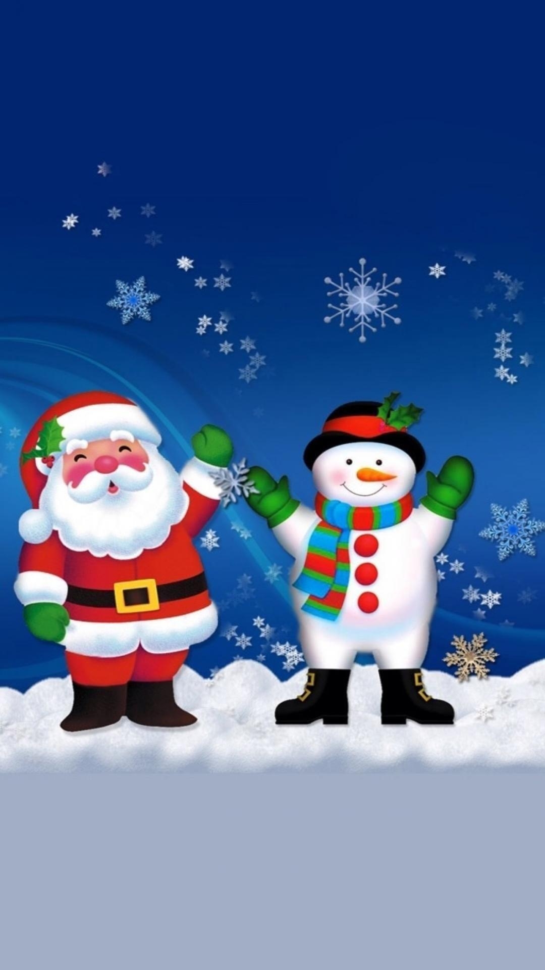 1080x1920 Merry Christmas Santa Claus And Snowman #wallpaper. Merry, Phone