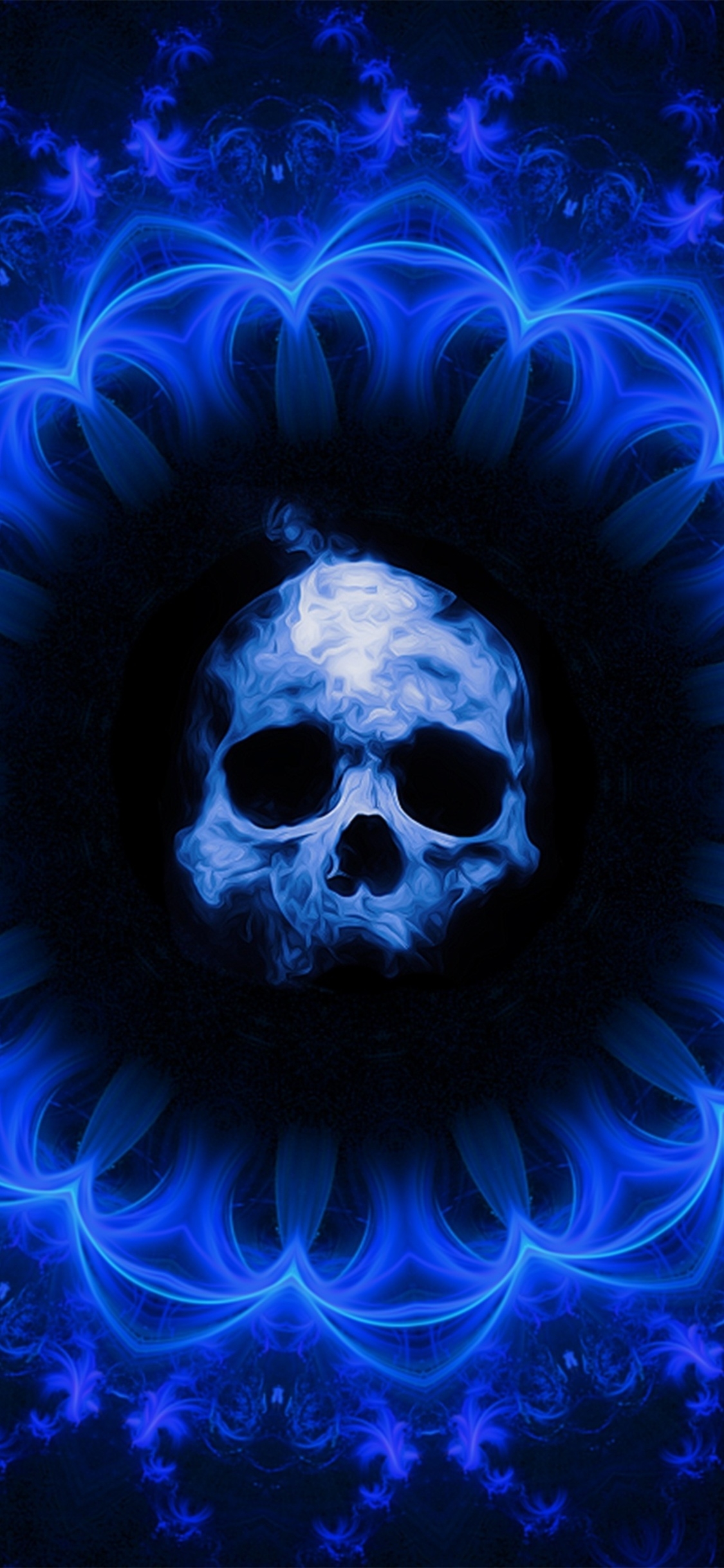 1130x2440 Skull Dark Blue Gothic Fantasy iPhone XS, iPhone iPhone X HD 4k Wallpaper, Image, Background, Photo and Picture, Phone