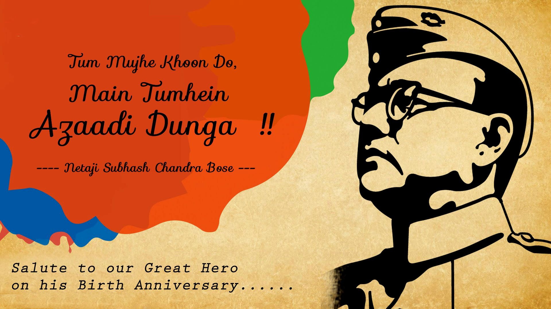 1920x1080 Happy Birthday Netaji Subhash Chandra Bose Image With Quotes, Desktop