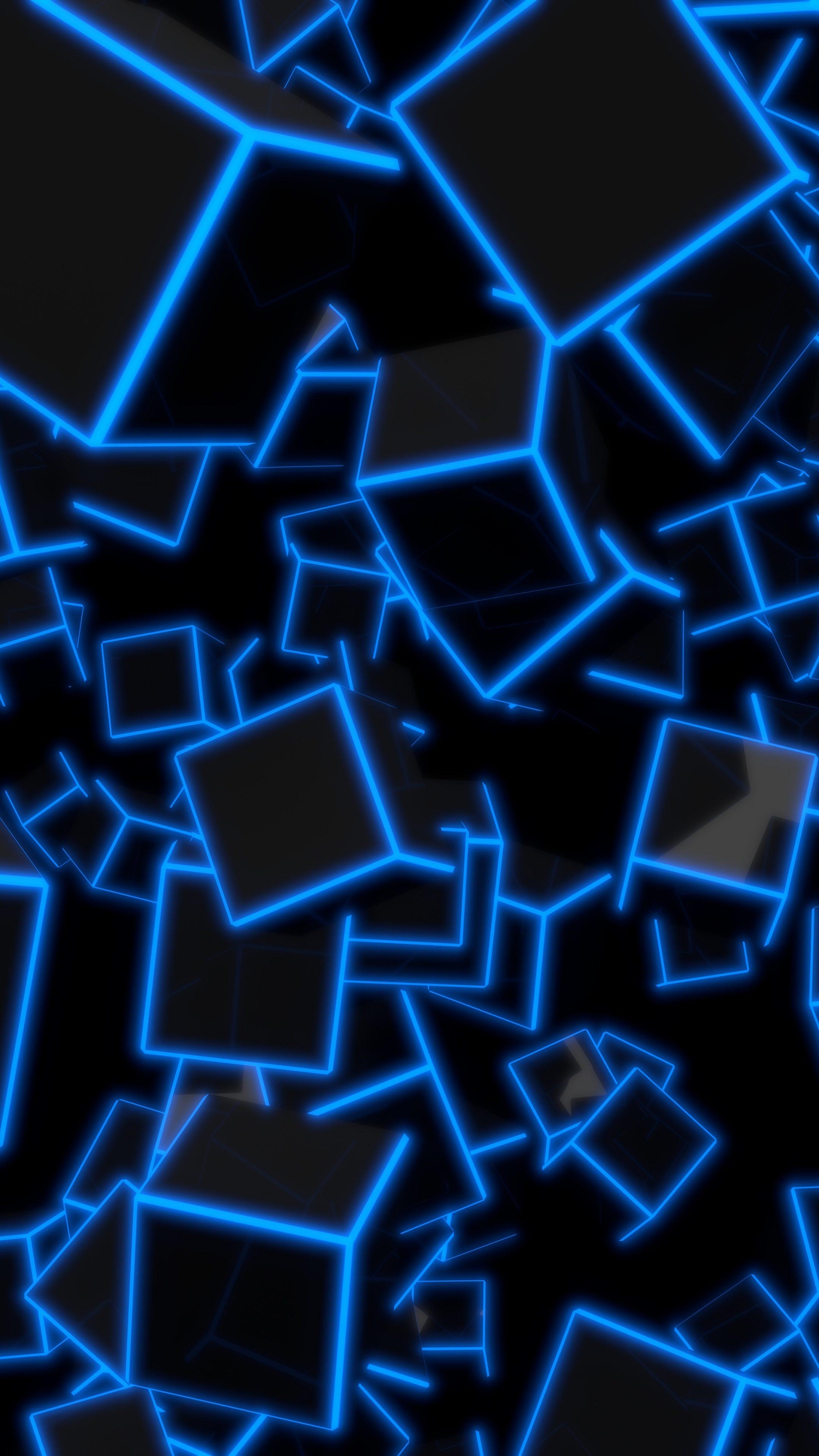 2160x3840 3D Blue Neon Cubes 8K UHD Wallpaperwallpaper.gg, Phone